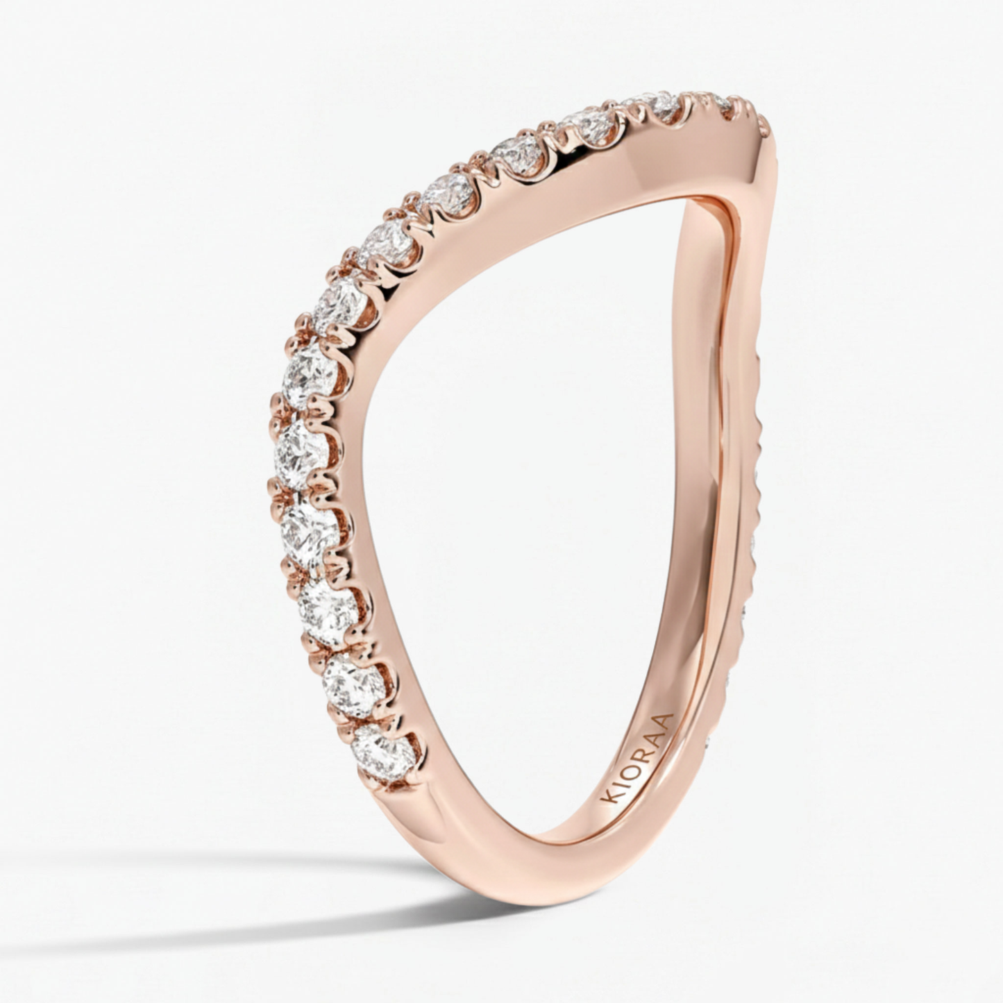 Curve Chevron Round Cut Wedding Band