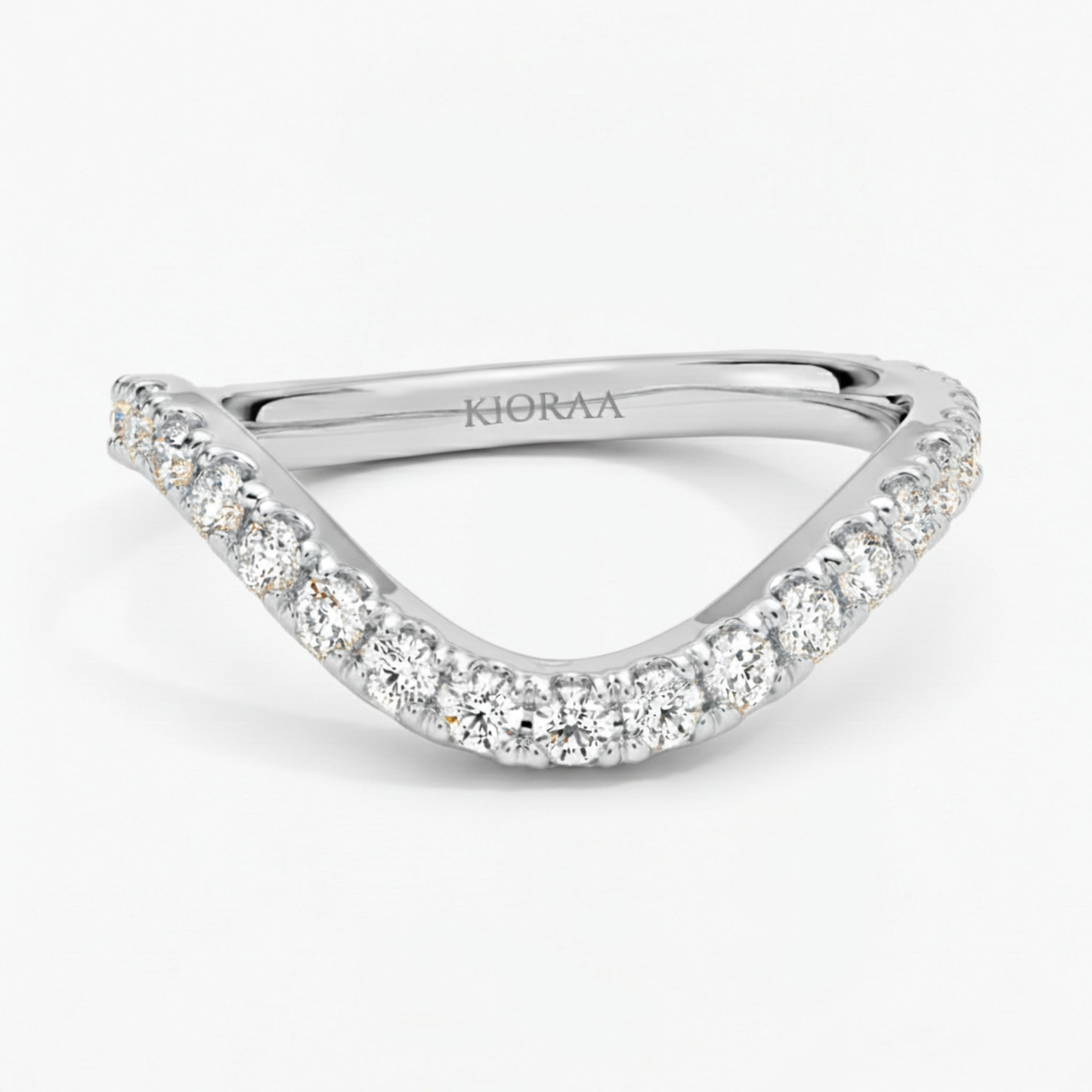 Curve Chevron Round Cut Wedding Band