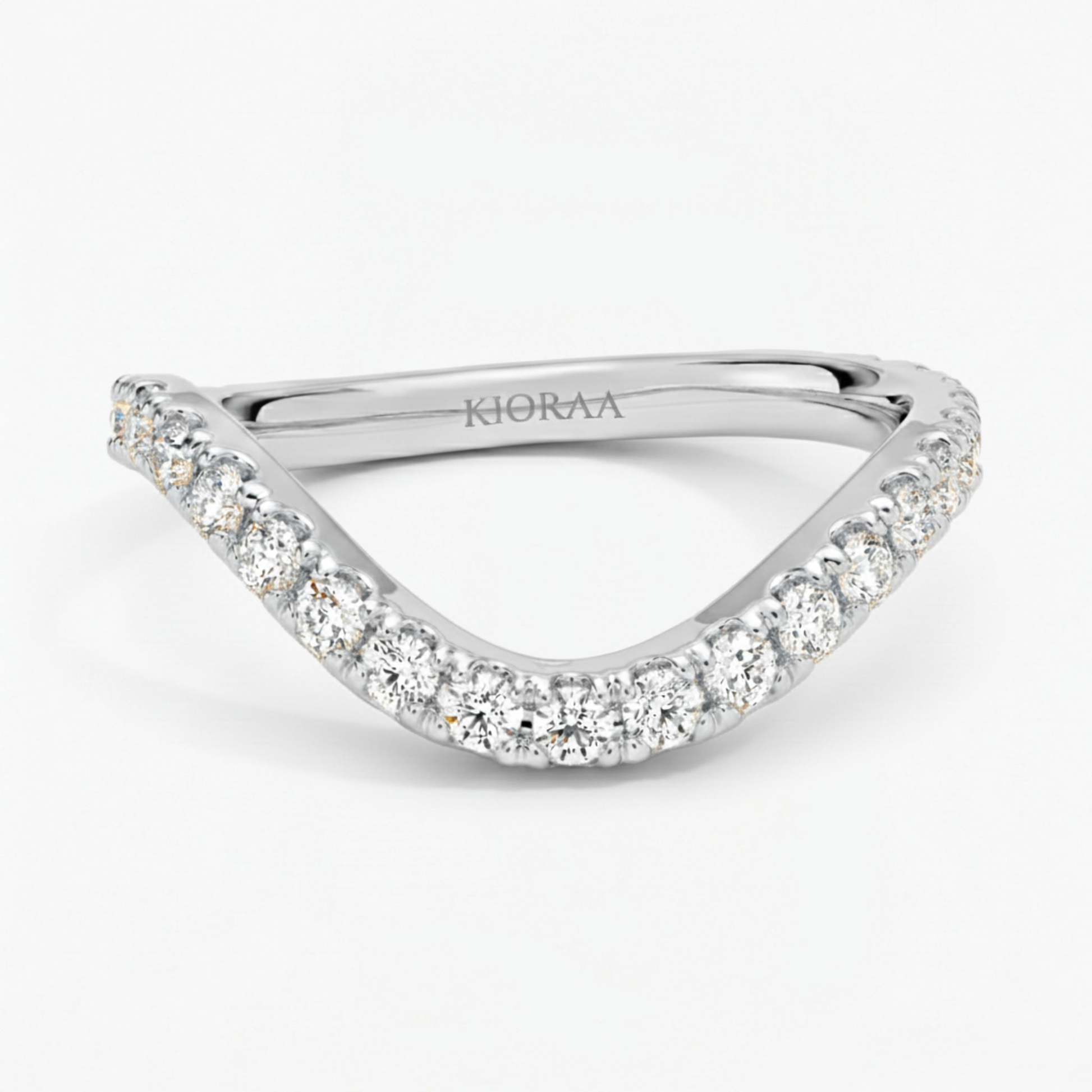 Curve Chevron Round Cut Wedding Band