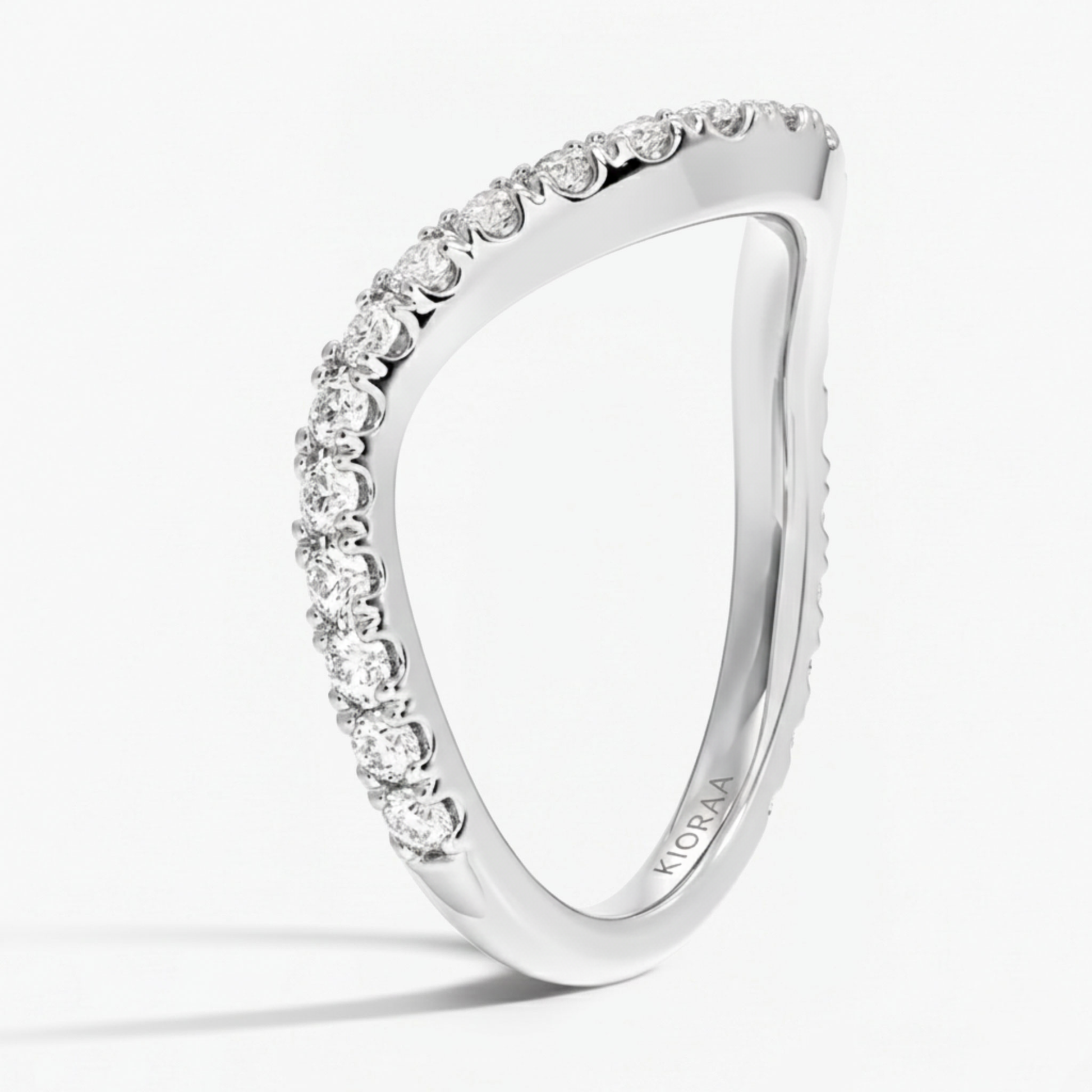 Curve Chevron Round Cut Wedding Band