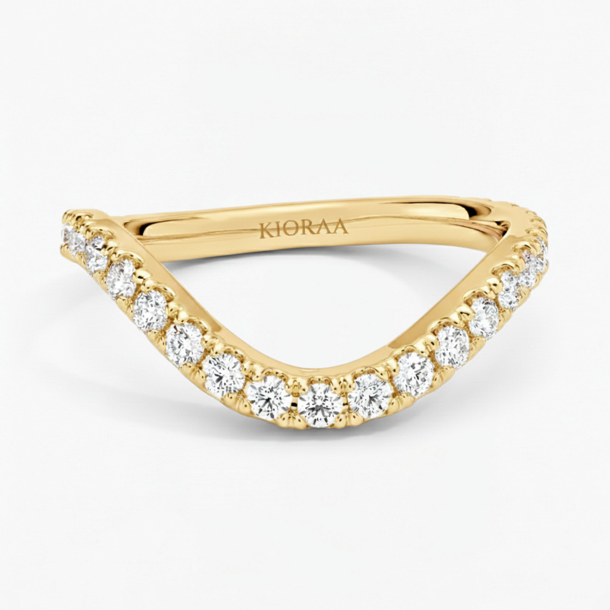 Curve Chevron Round Cut Wedding Band
