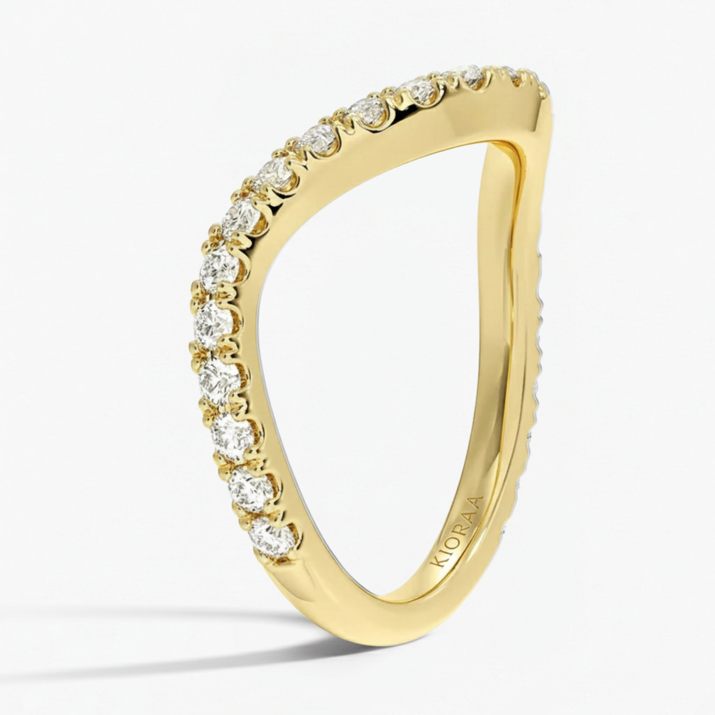 Curve Chevron Round Cut Wedding Band