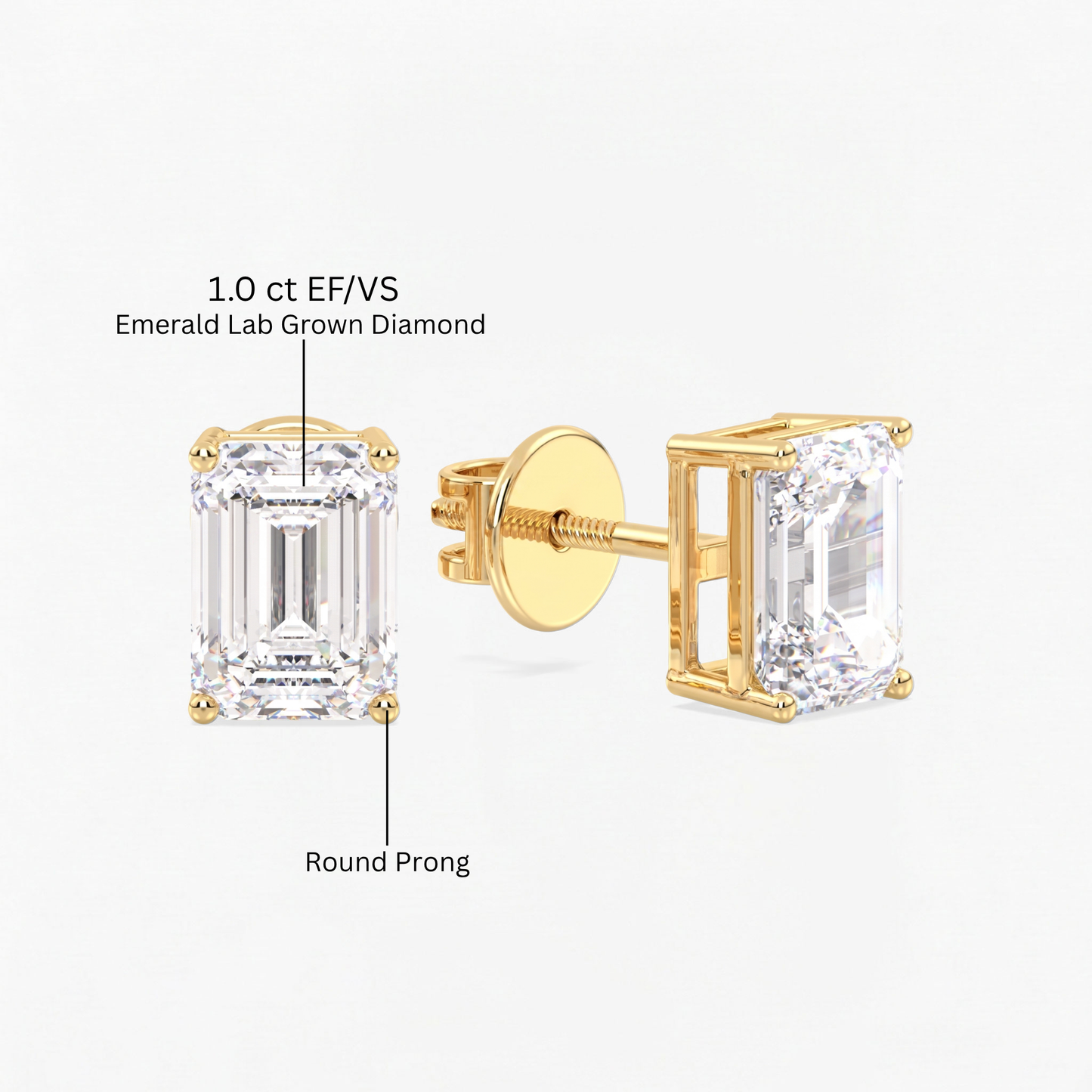 Classic Emerald  Diamond Diamond Solitaire Studs