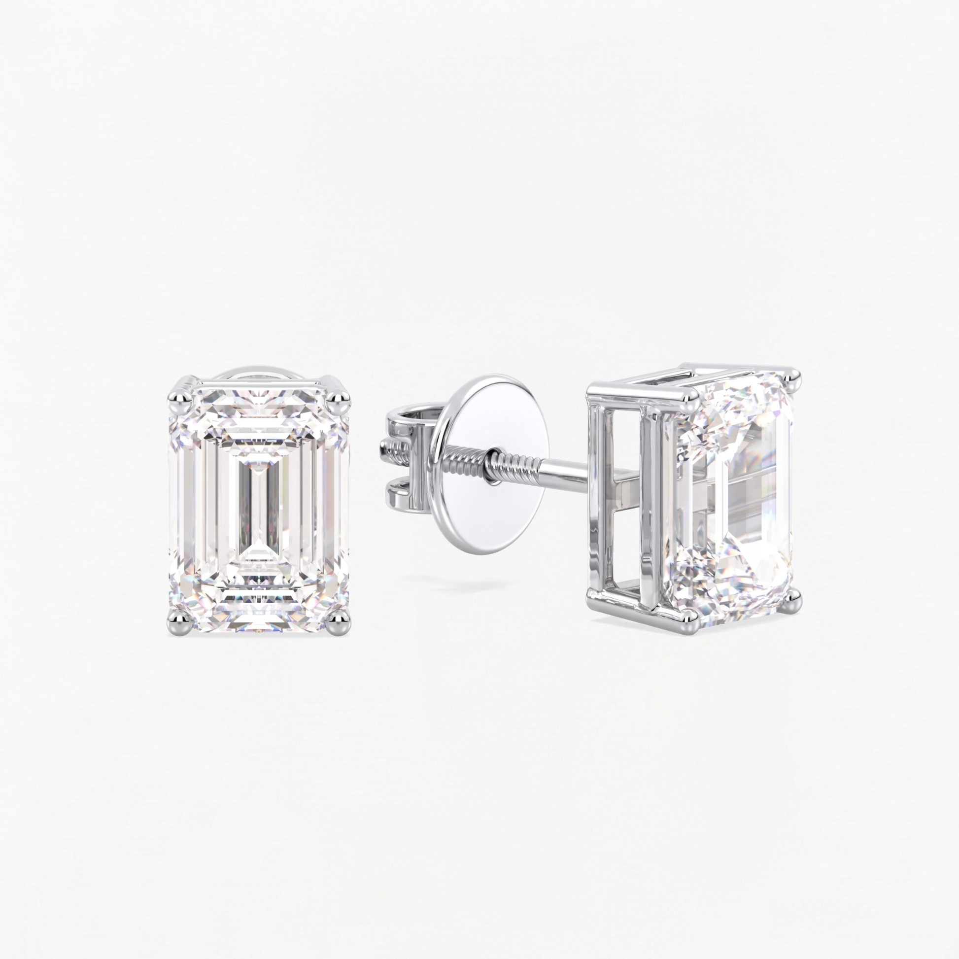 Classic Emerald  Diamond Diamond Solitaire Studs