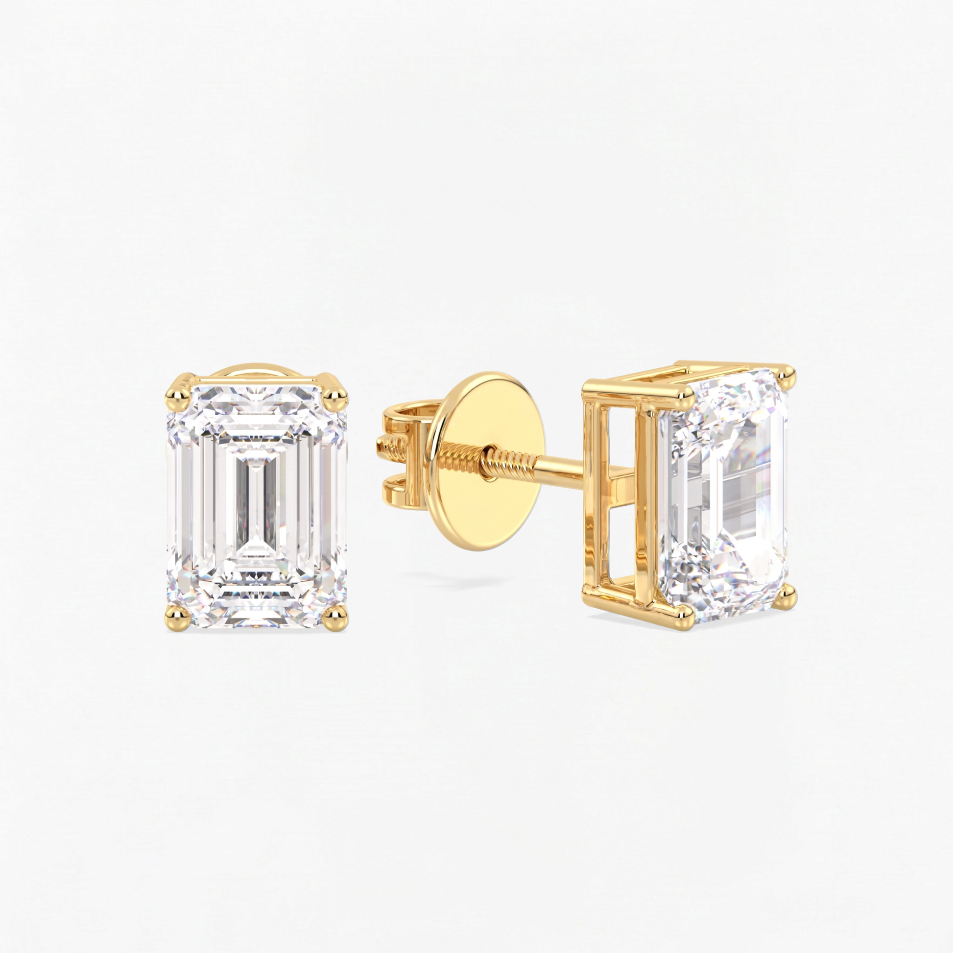 Classic Emerald  Diamond Diamond Solitaire Studs