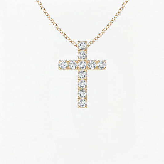 Lab Grown Round Diamond Cross Pendant