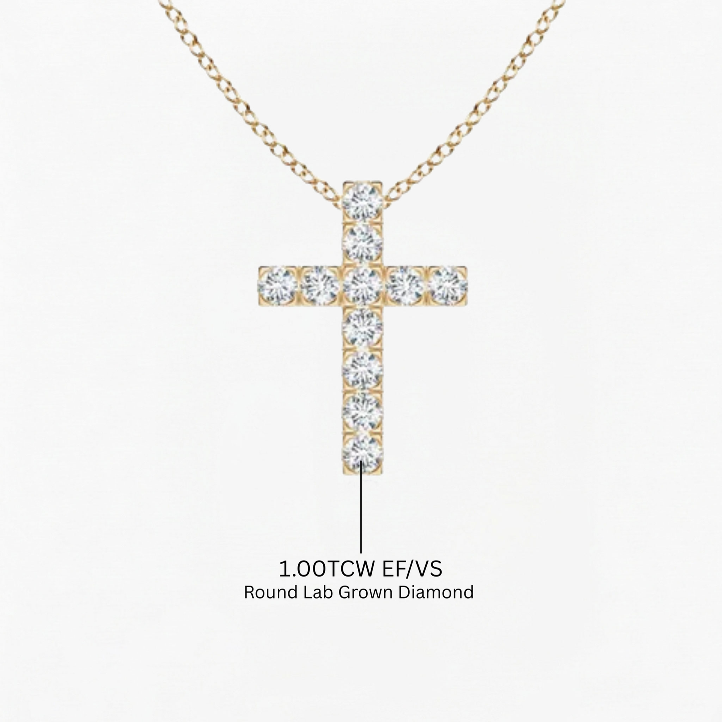 Lab Grown Round Diamond Cross Pendant