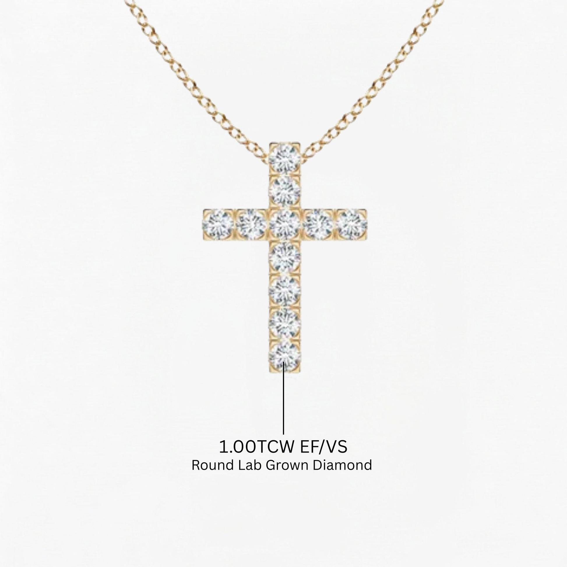 Lab Grown Round Diamond Cross Pendant