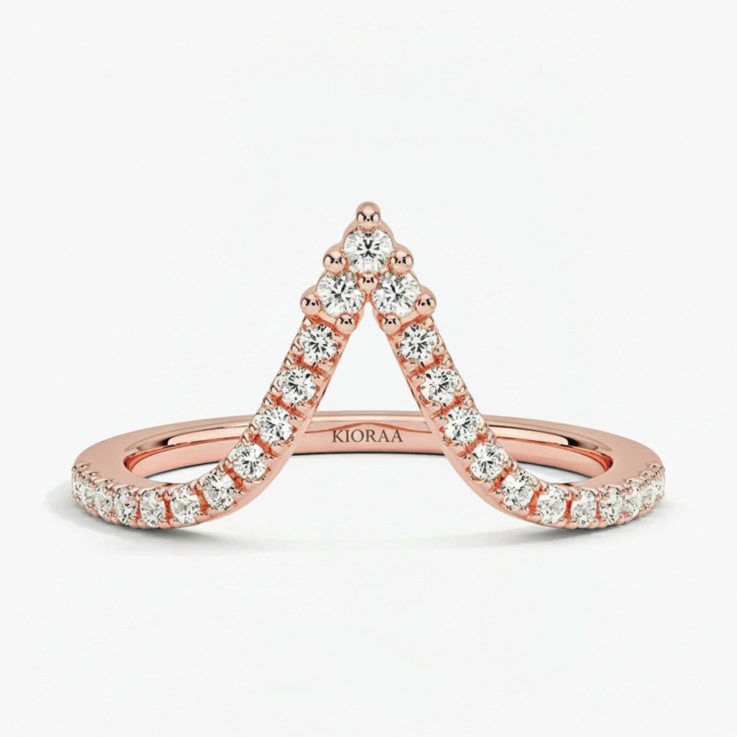 Round Cut V Shaped Eternity Wedding Band