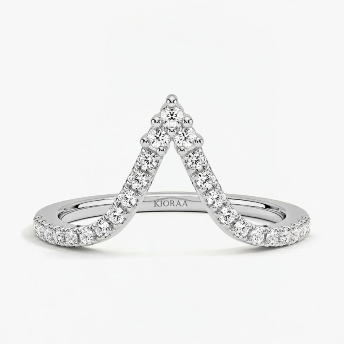Round Cut V Shaped Eternity Wedding Band