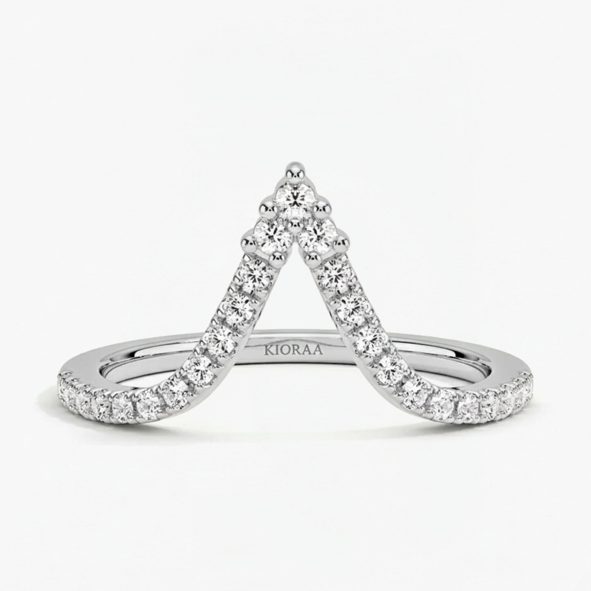 Round Cut V Shaped Eternity Wedding Band
