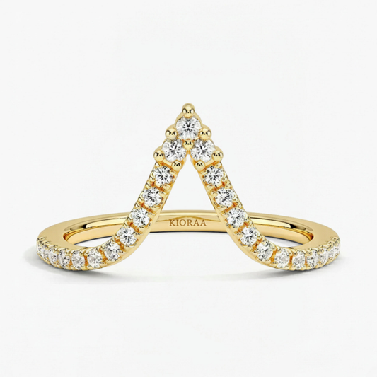 Round Cut V Shaped Eternity Wedding Band