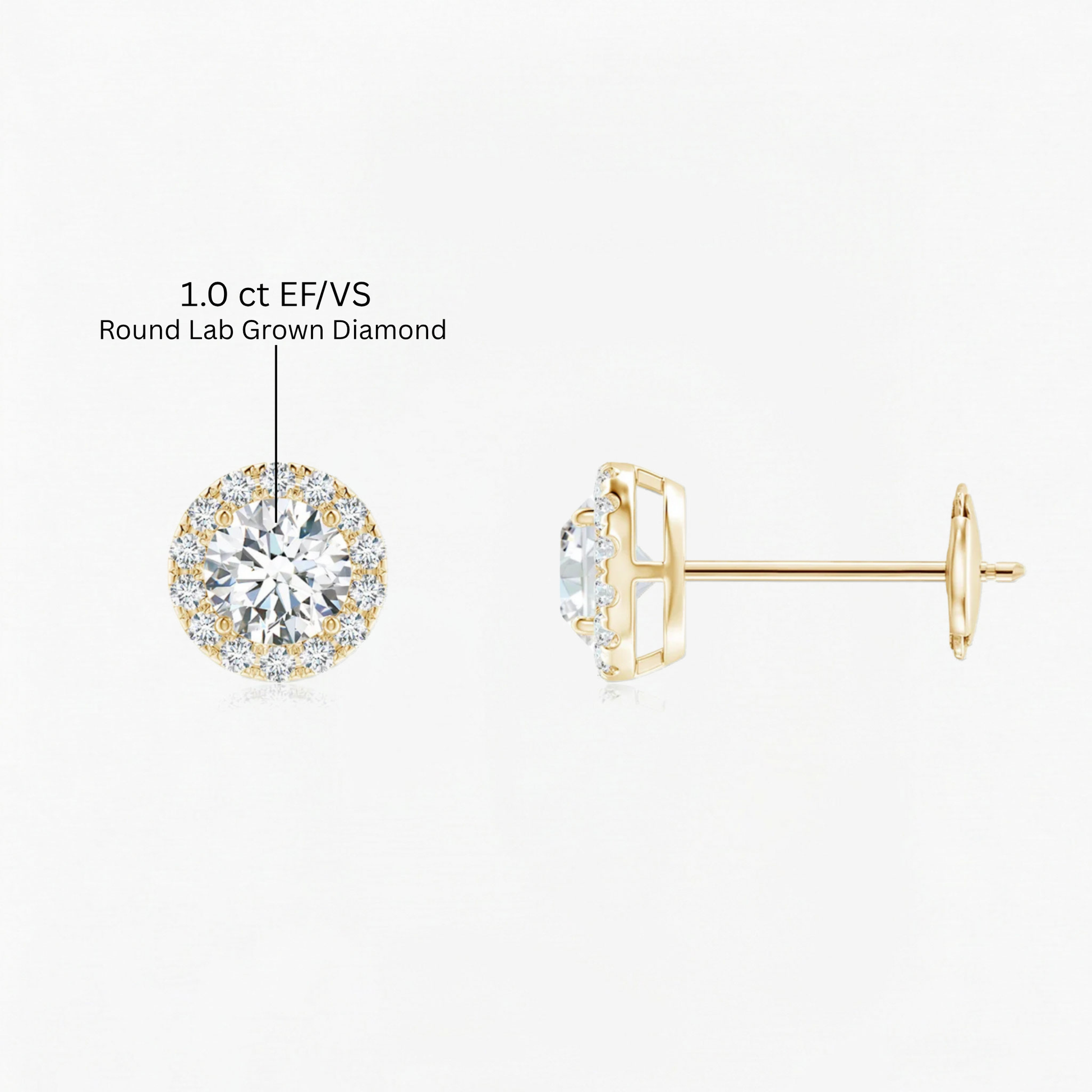 Round Diamond Halo Studs with Prong Setting