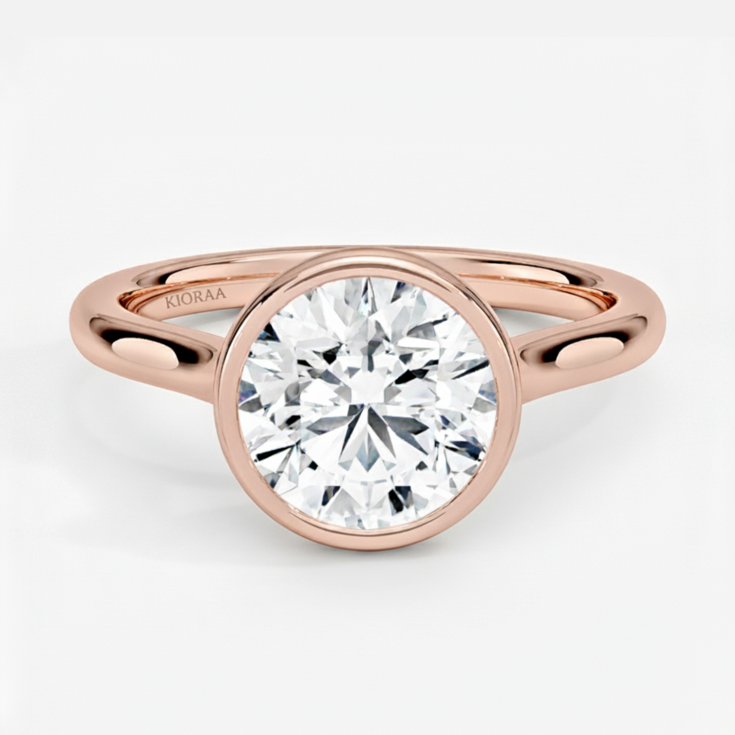 Classic Simple Round Bezel Solitaire Engagement Ring