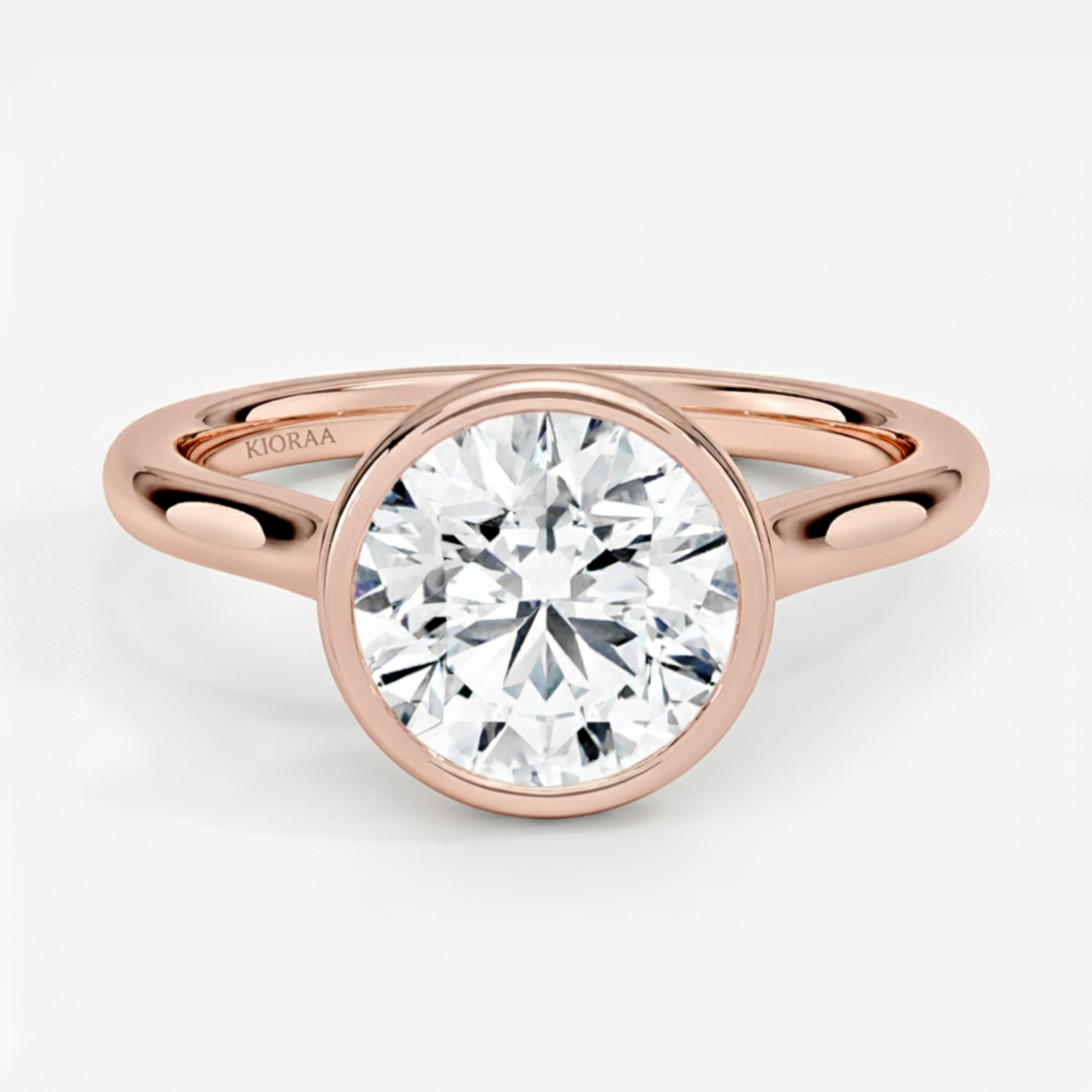 Classic Simple Round Bezel Solitaire Engagement Ring