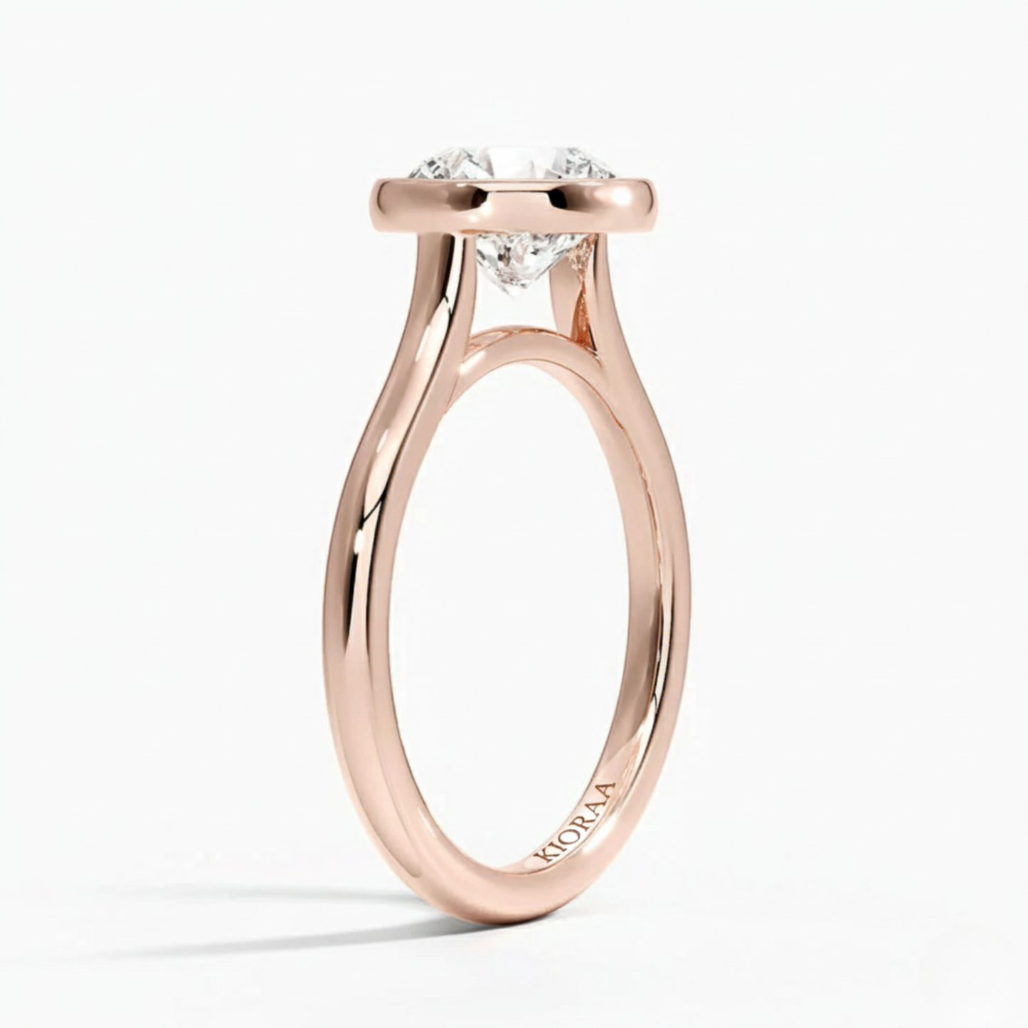 Classic Simple Round Bezel Solitaire Engagement Ring