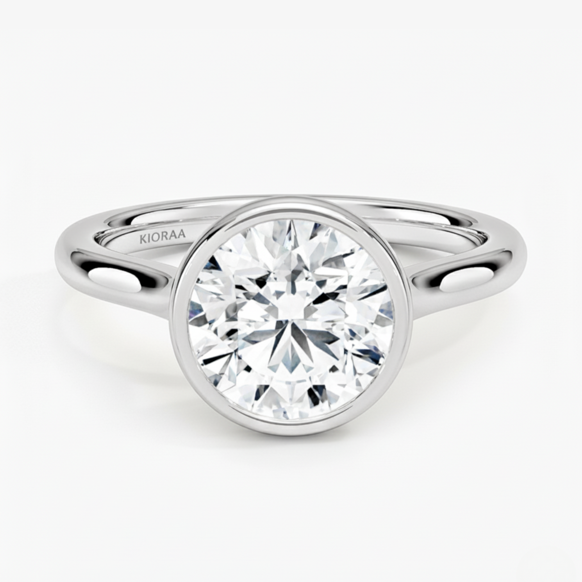 Classic Simple Round Bezel Solitaire Engagement Ring