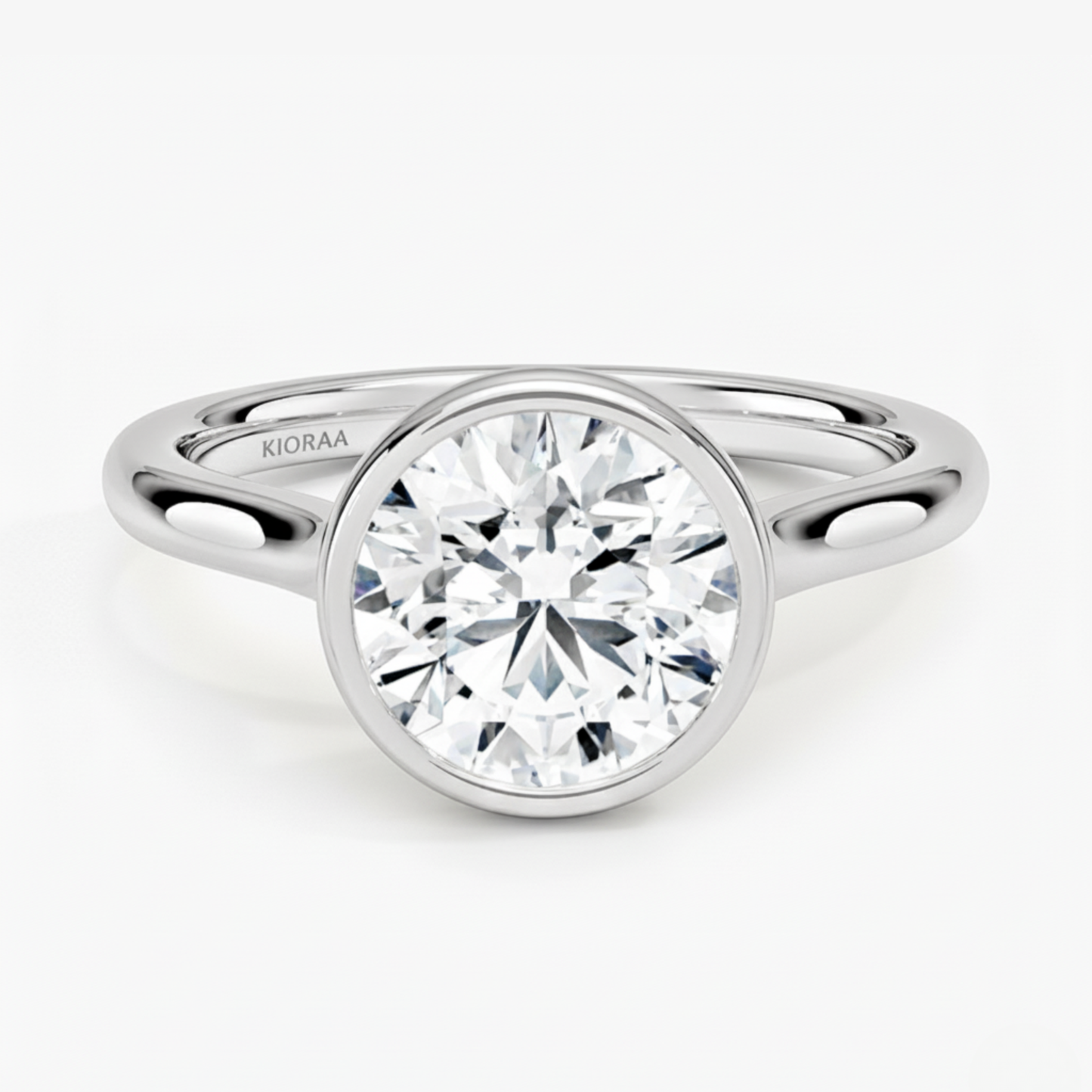 Classic Simple Round Bezel Solitaire Engagement Ring