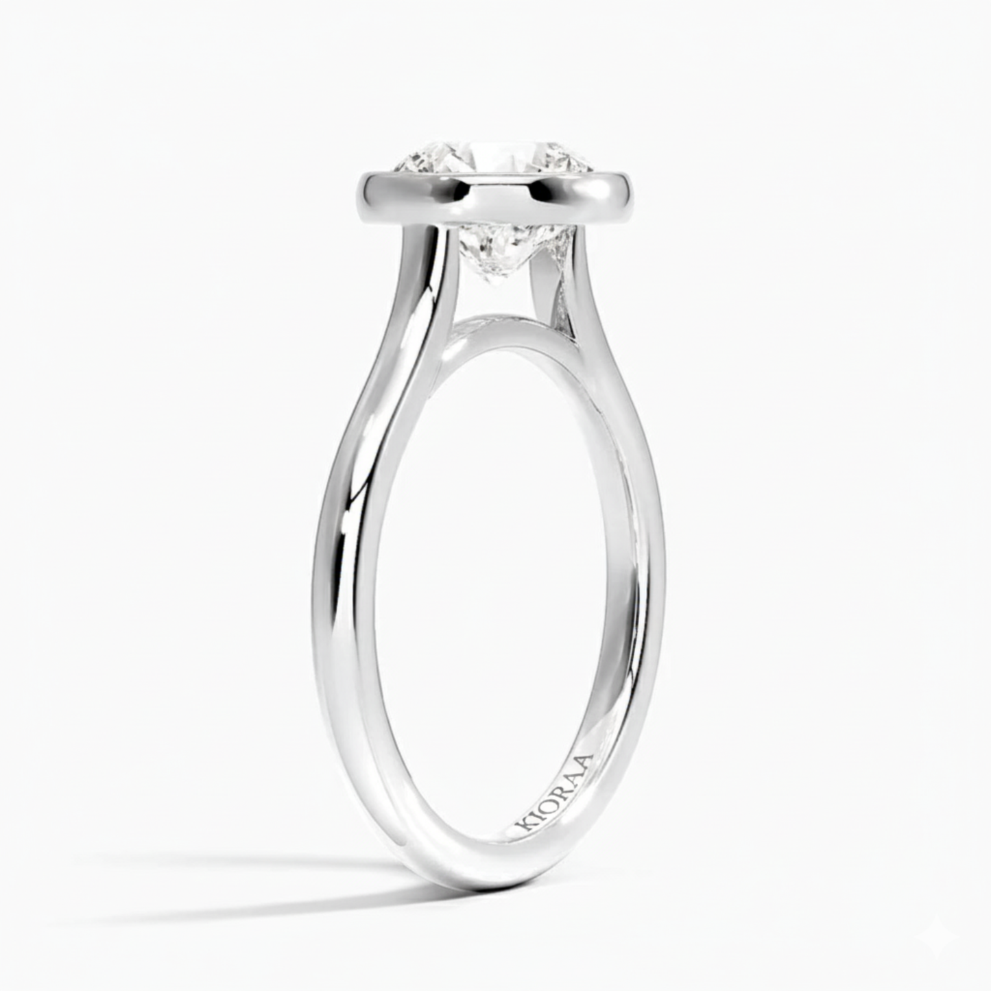 Classic Simple Round Bezel Solitaire Engagement Ring