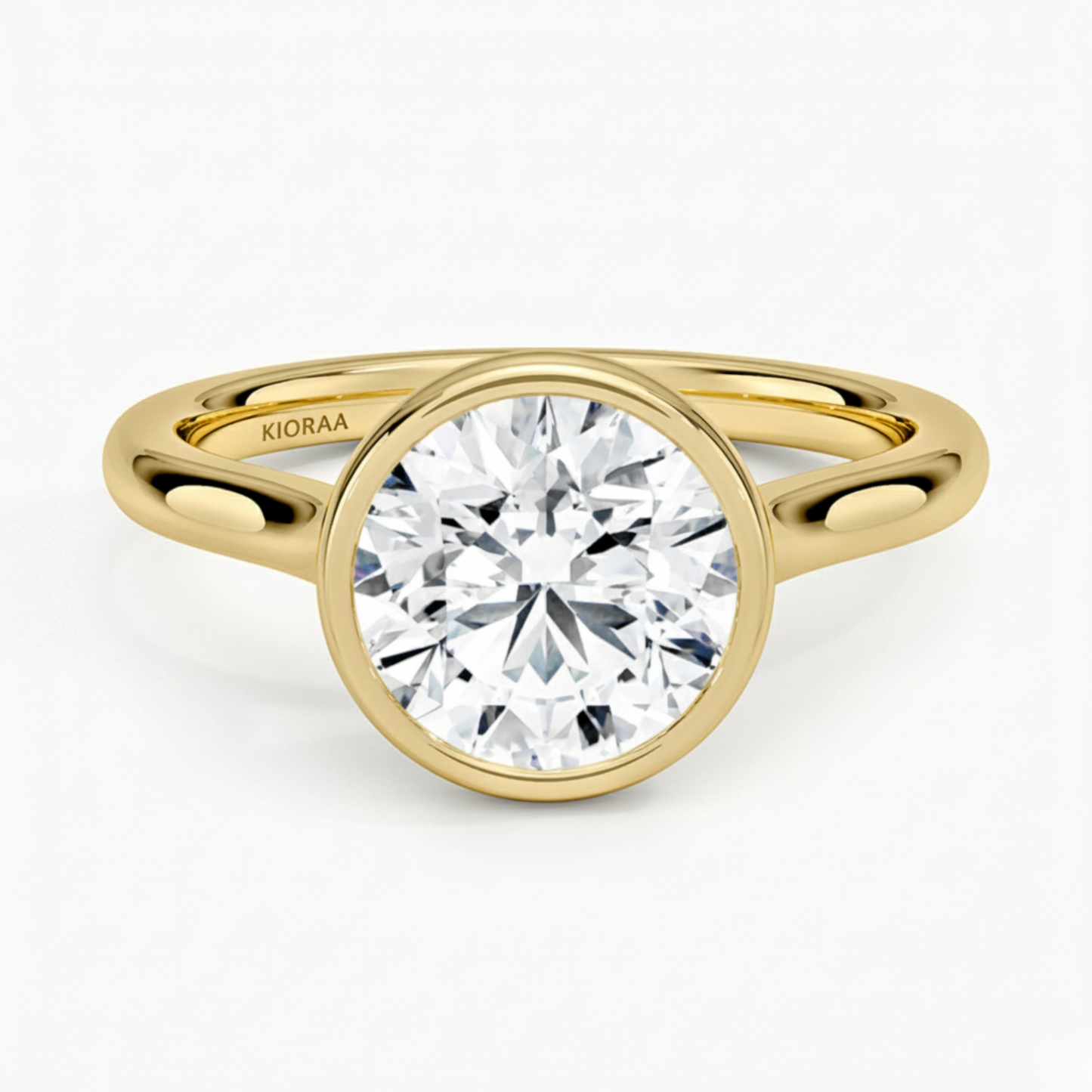 Classic Simple Round Bezel Solitaire Engagement Ring