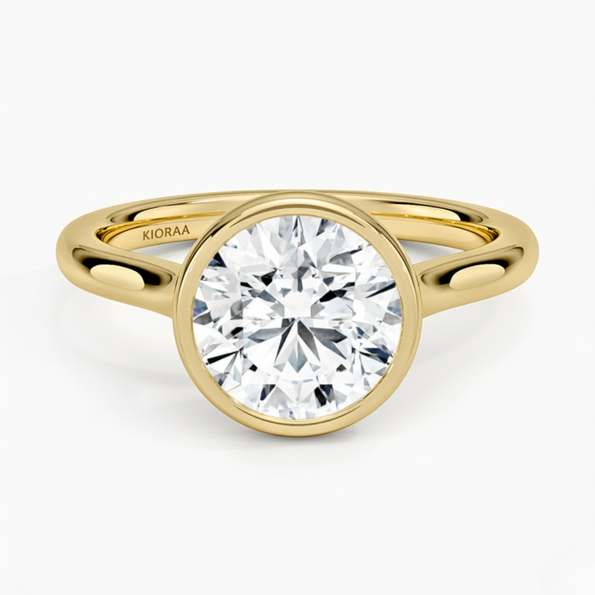 Classic Simple Round Bezel Solitaire Engagement Ring