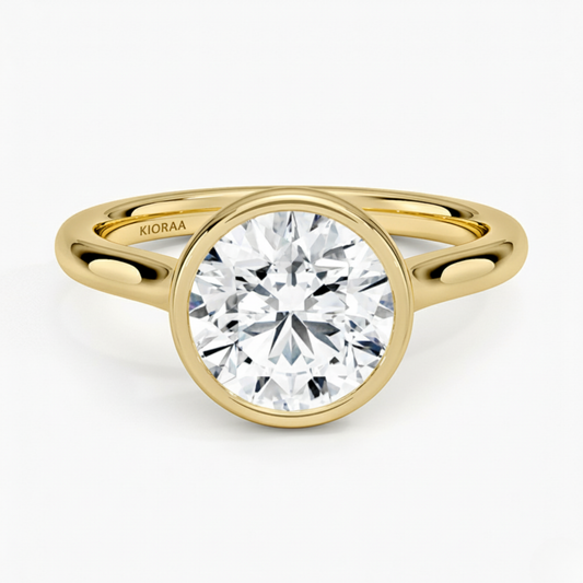 Classic Simple Round Bezel Solitaire Engagement Ring