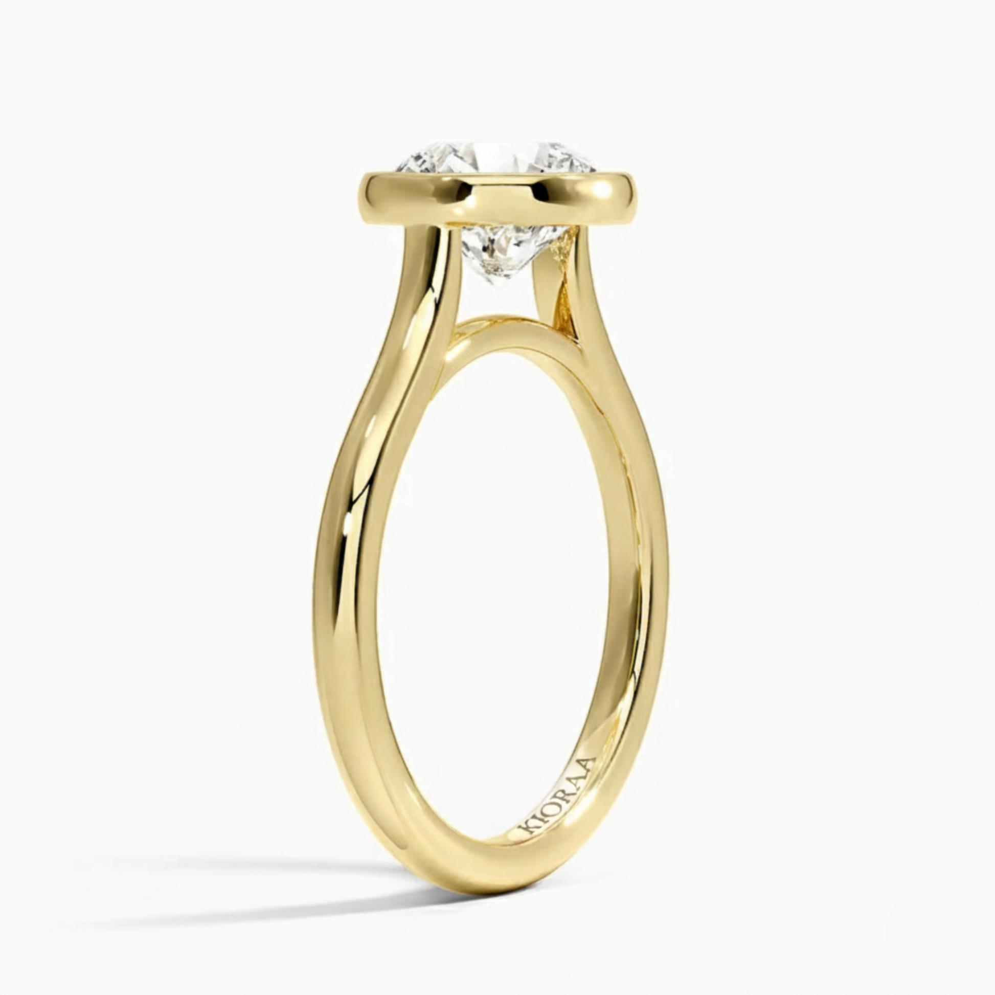 Classic Simple Round Bezel Solitaire Engagement Ring