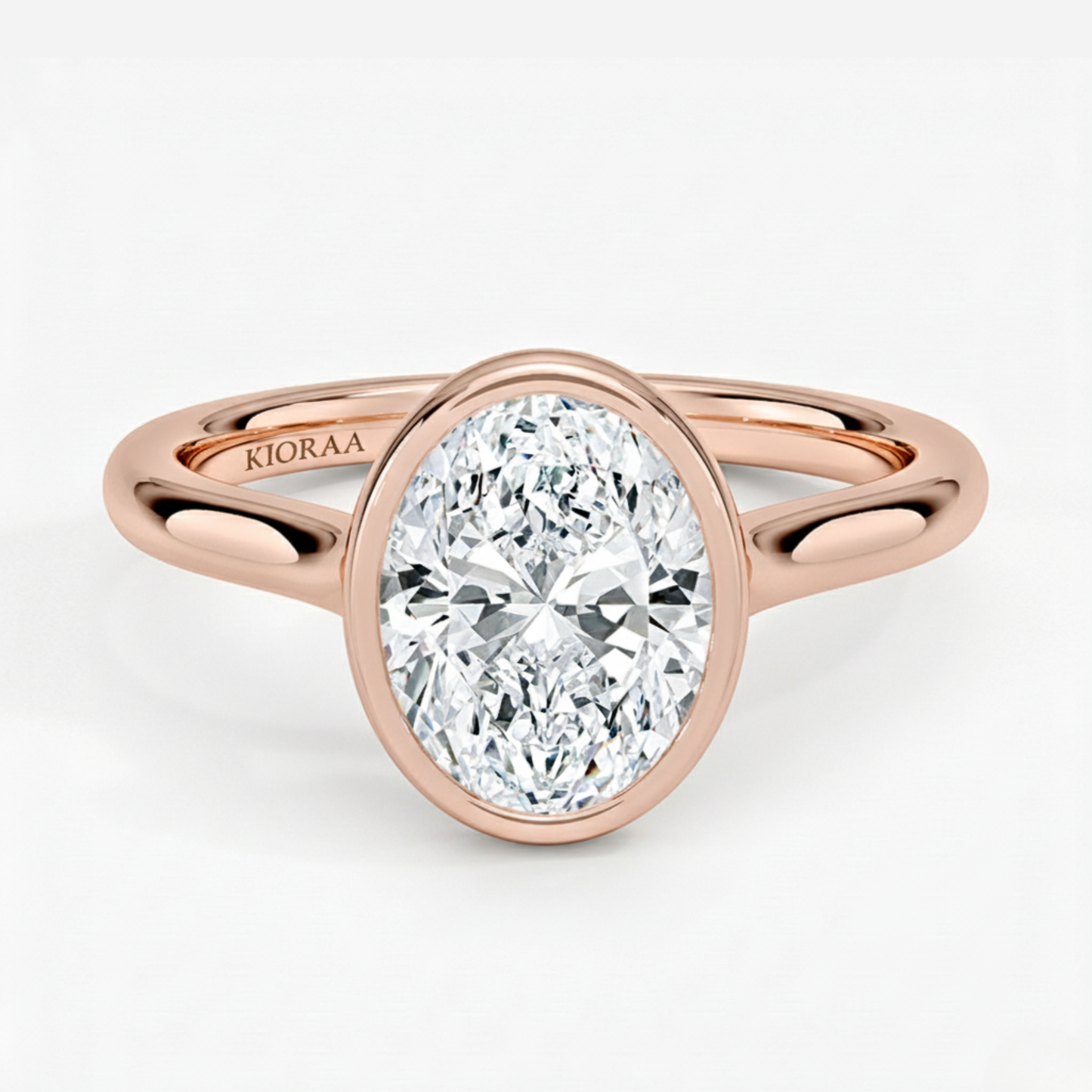 Classic Simple Oval Bezel Solitaire Engagement Ring