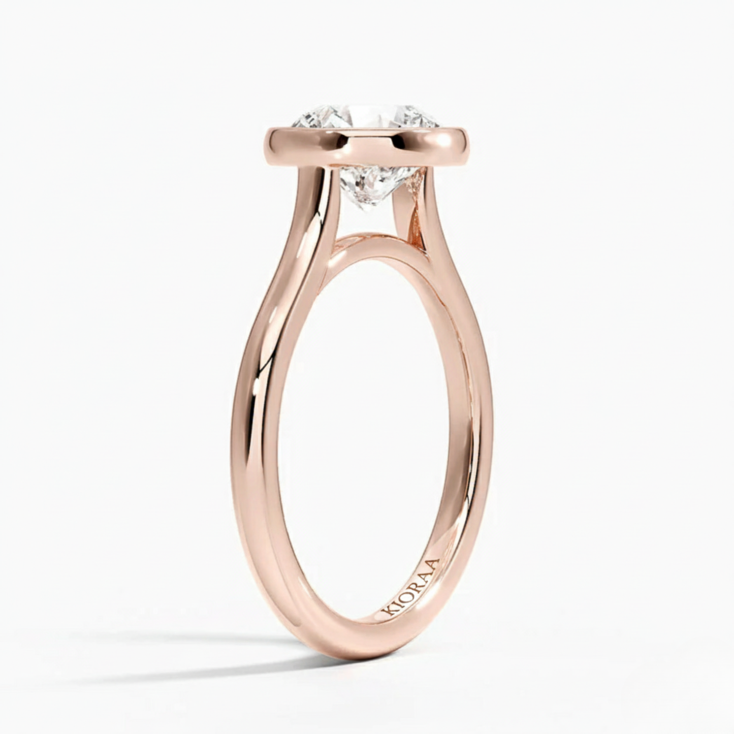 Classic Simple Oval Bezel Solitaire Engagement Ring