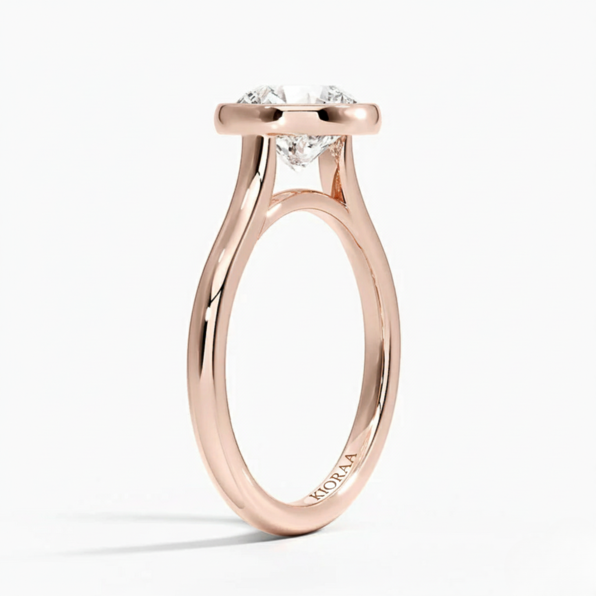 Classic Simple Oval Bezel Solitaire Engagement Ring