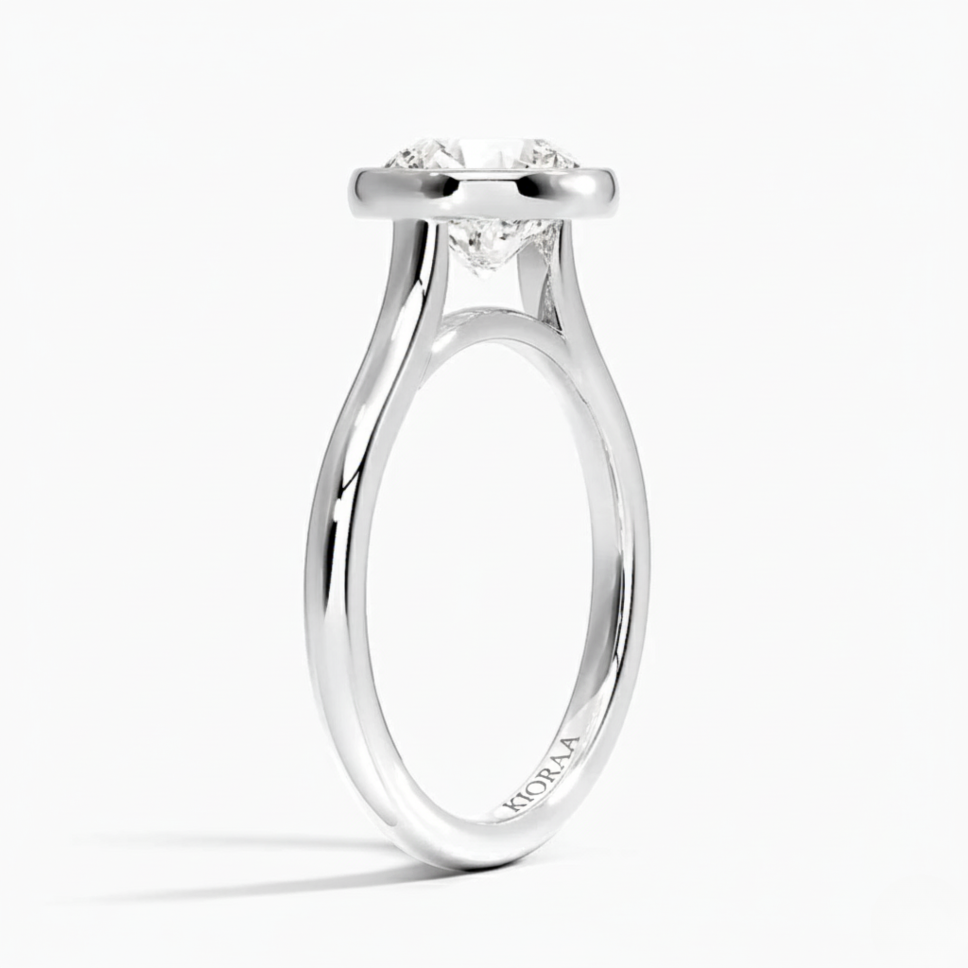 Classic Simple Oval Bezel Solitaire Engagement Ring