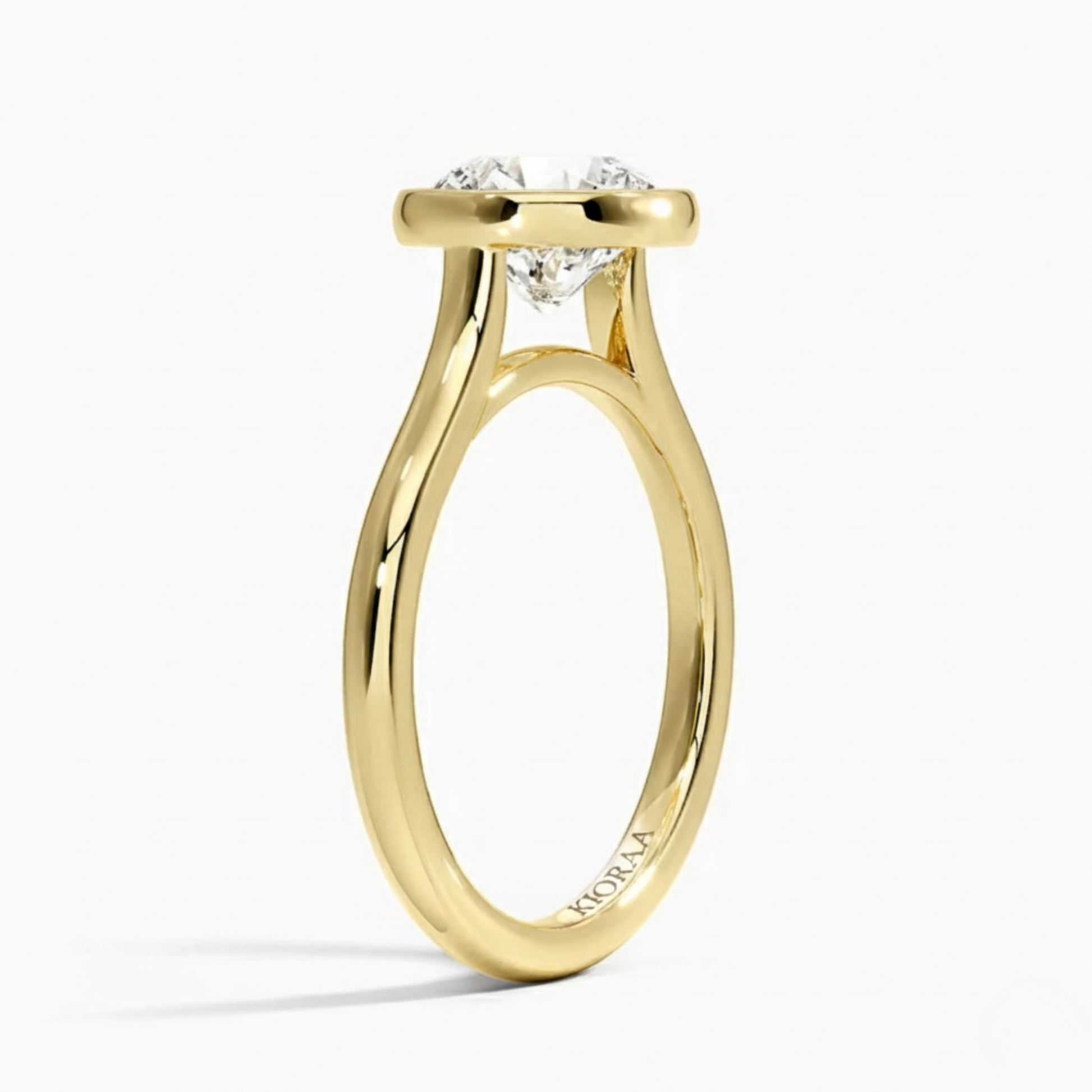 Classic Simple Oval Bezel Solitaire Engagement Ring