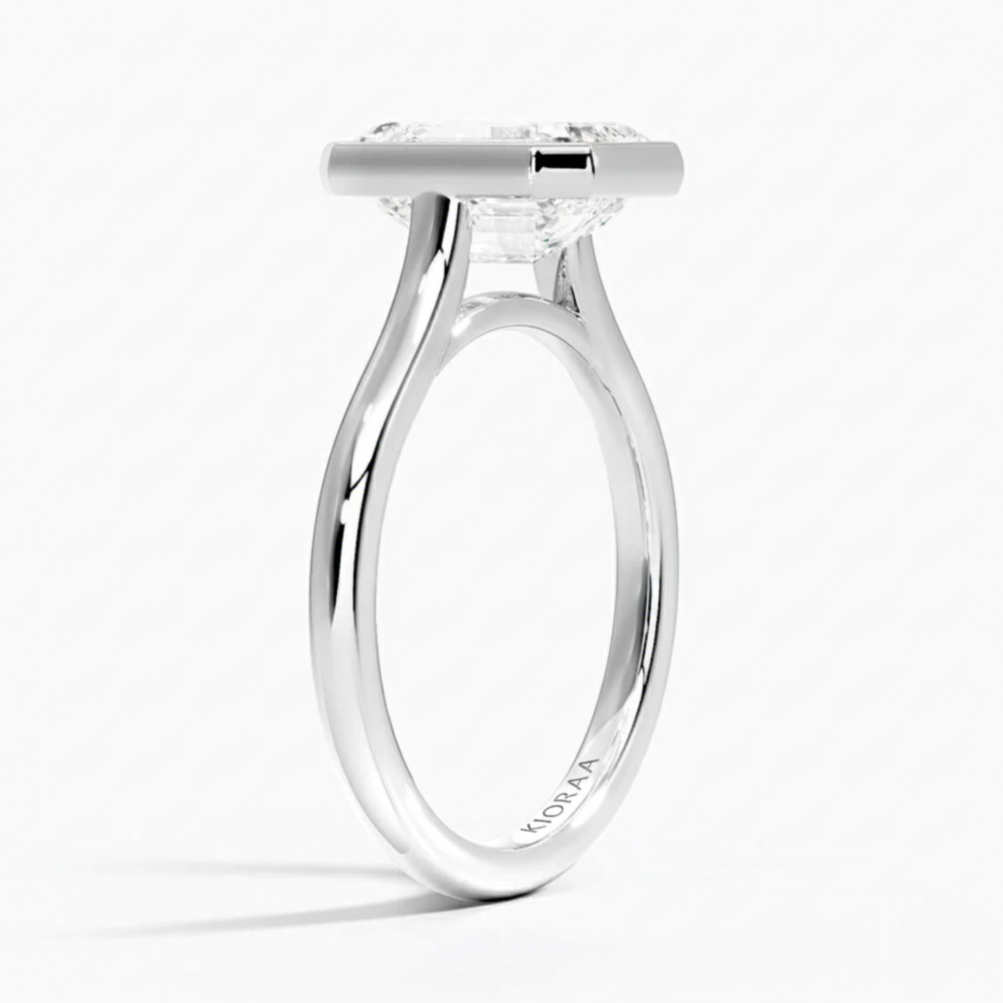 Classic Simple Emerald Bezel Solitaire Engagement Ring