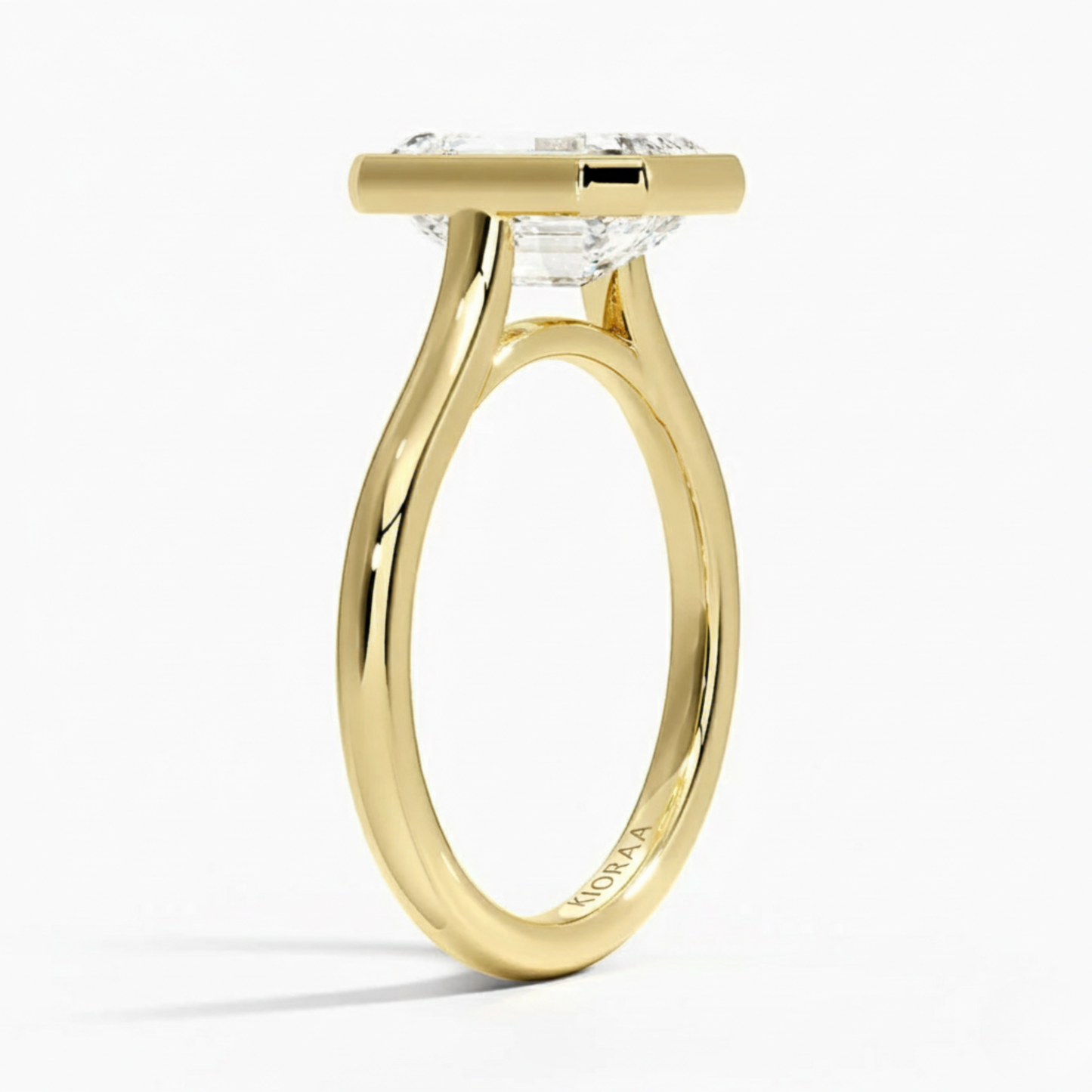 Classic Simple Emerald Bezel Solitaire Engagement Ring