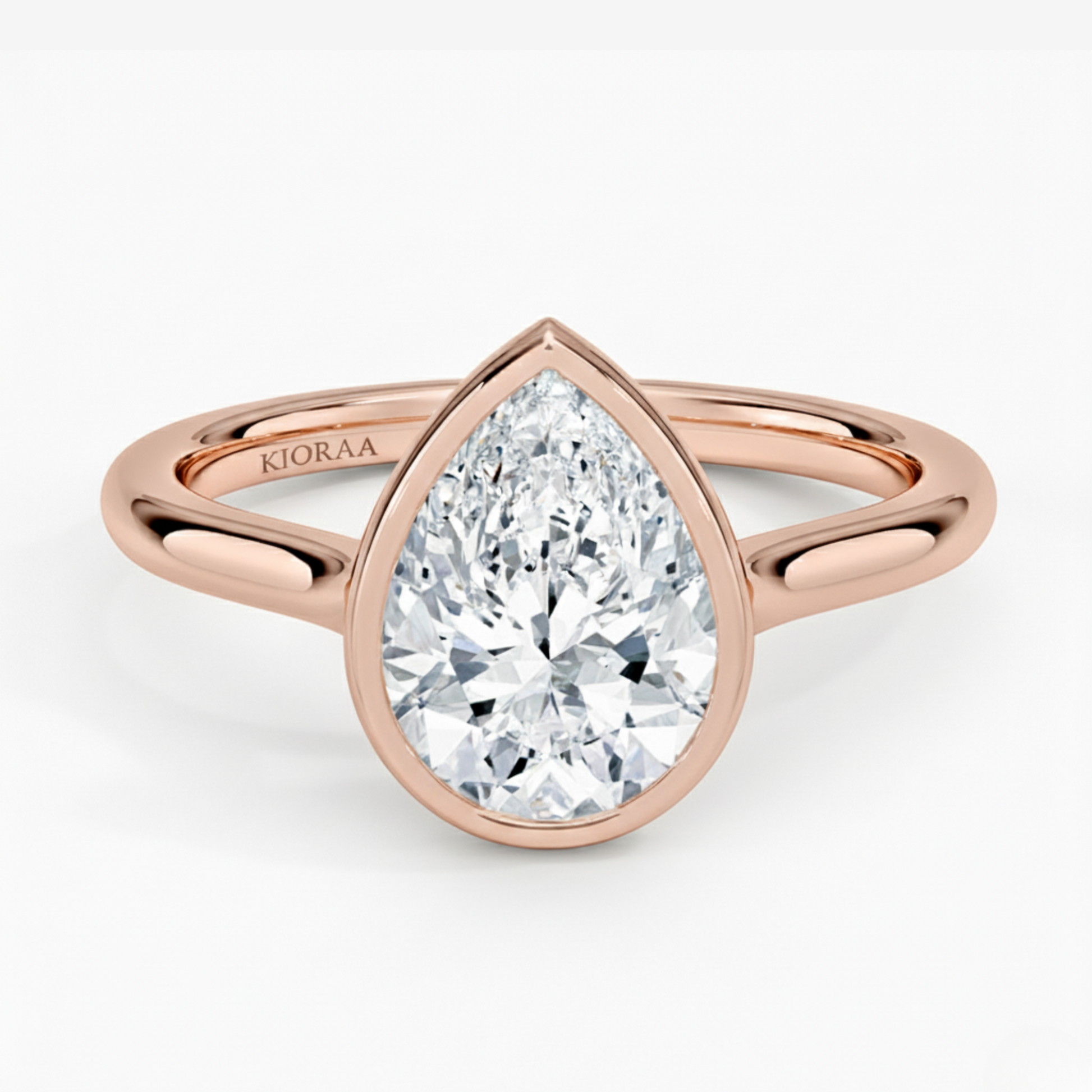 Classic Simple Pear Bezel Solitaire Engagement Ring