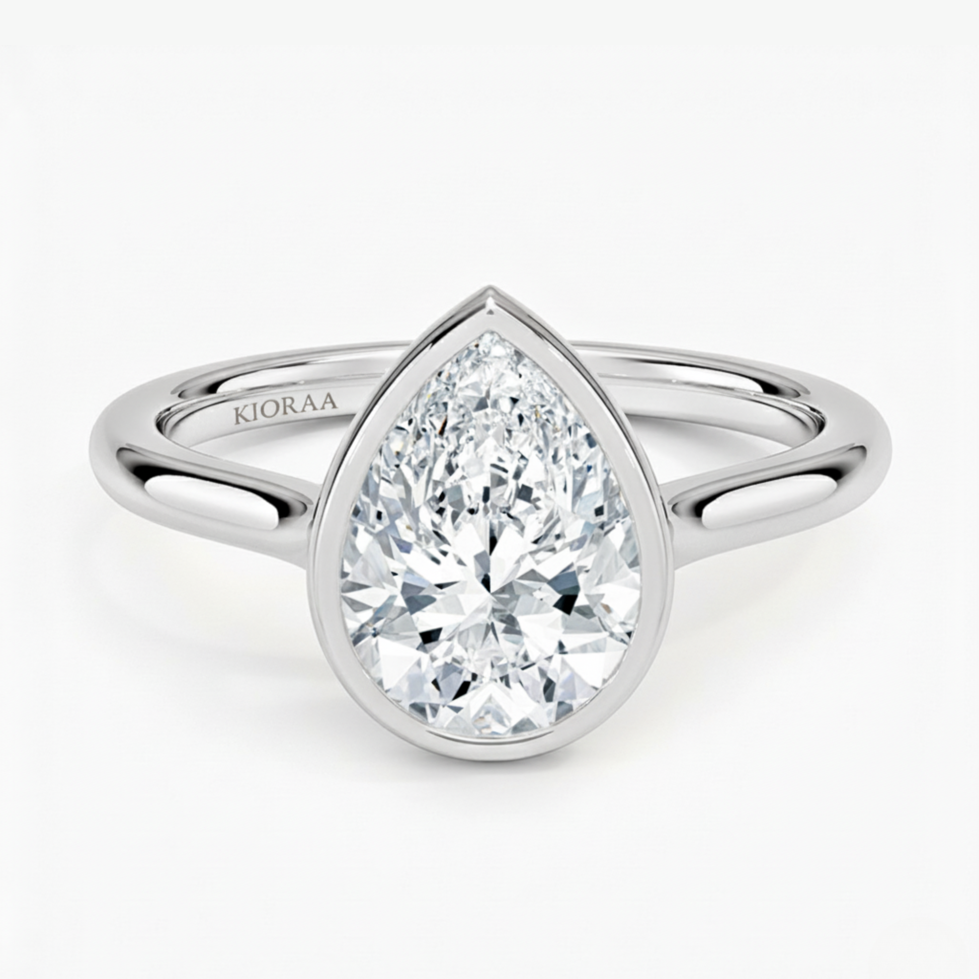 Classic Simple Pear Bezel Solitaire Engagement Ring