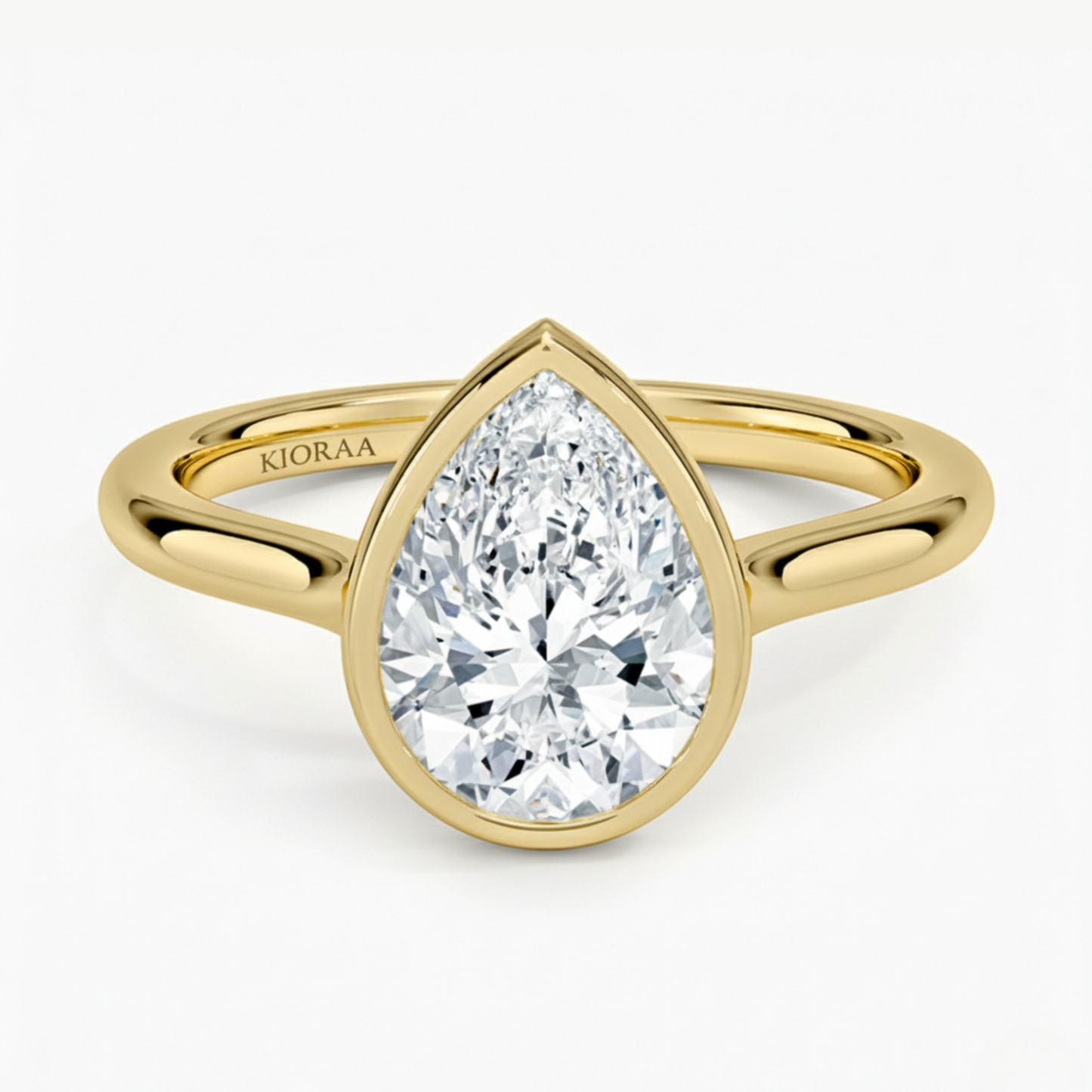 Classic Simple Pear Bezel Solitaire Engagement Ring