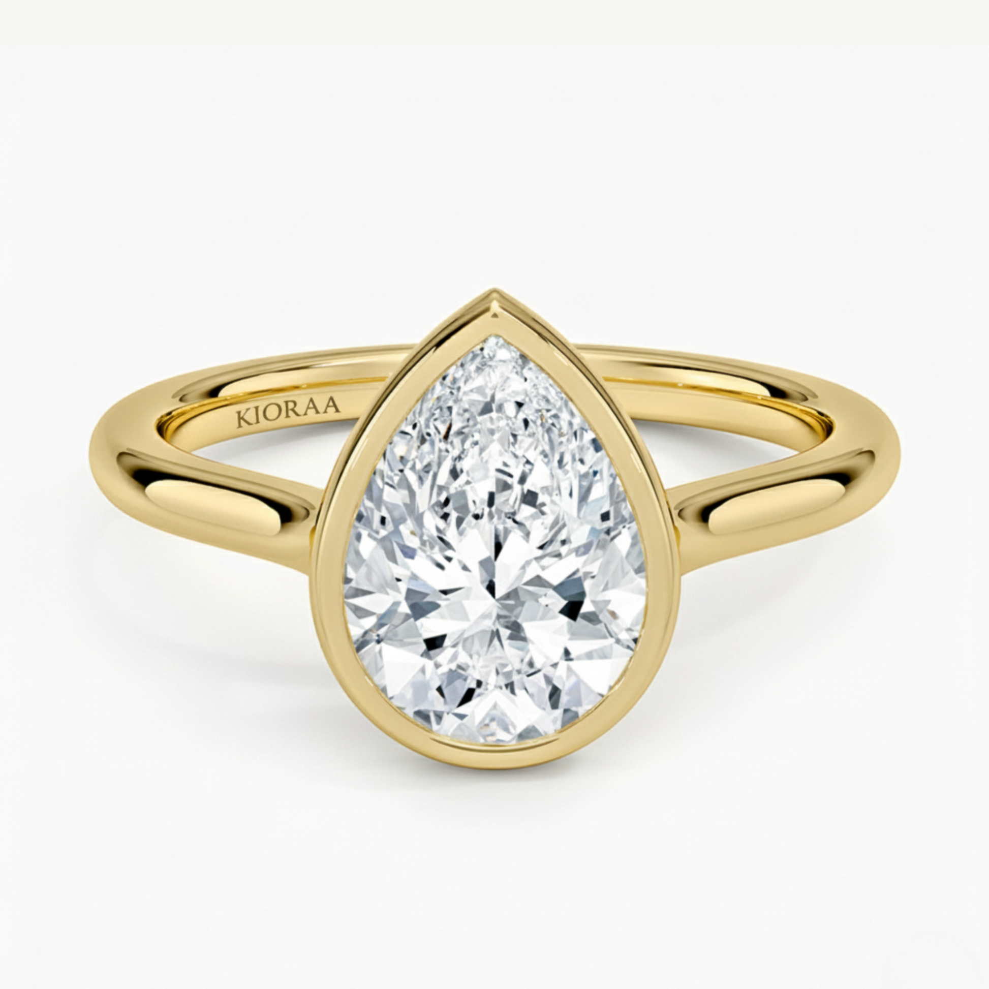 Classic Simple Pear Bezel Solitaire Engagement Ring
