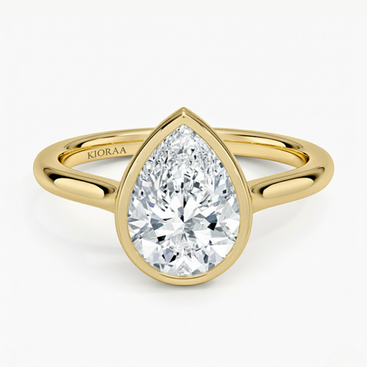Classic Simple Pear Bezel Solitaire Engagement Ring