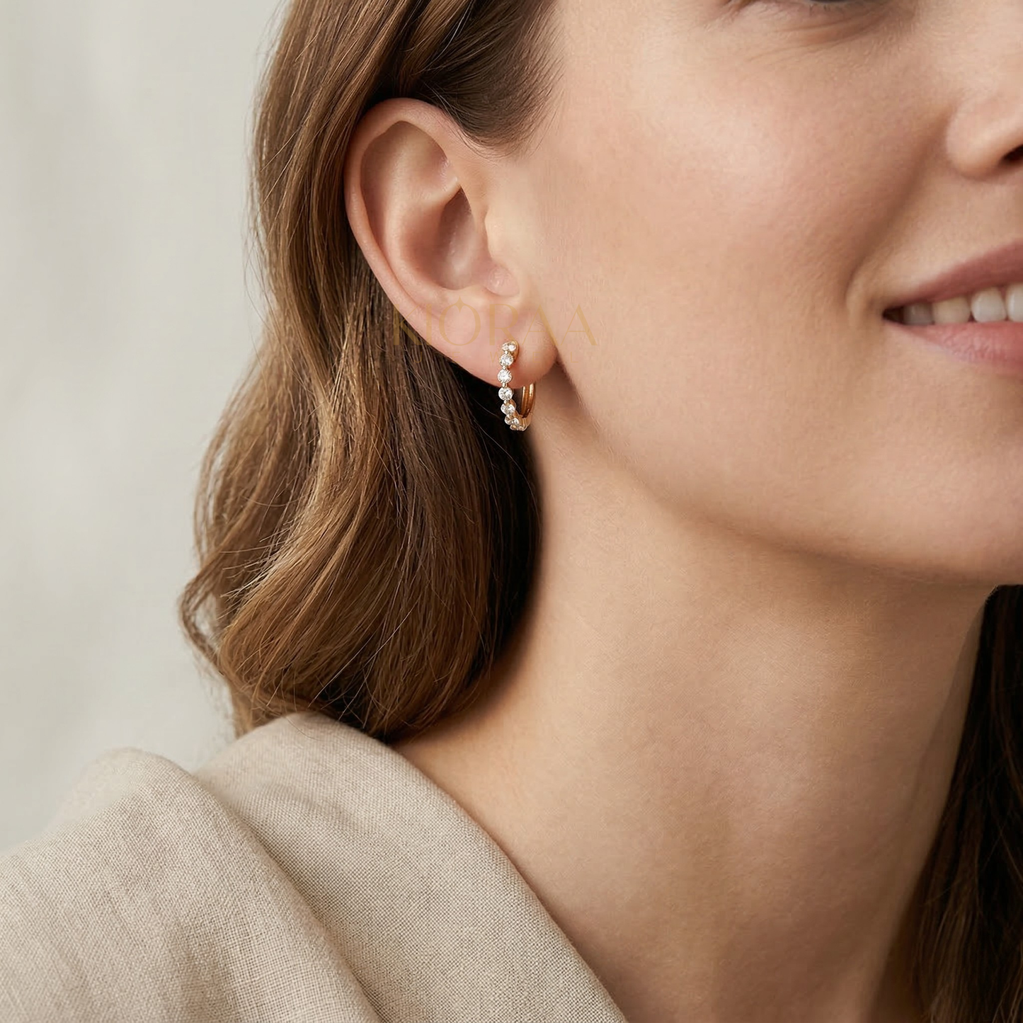Round Diamond Loop Earrings