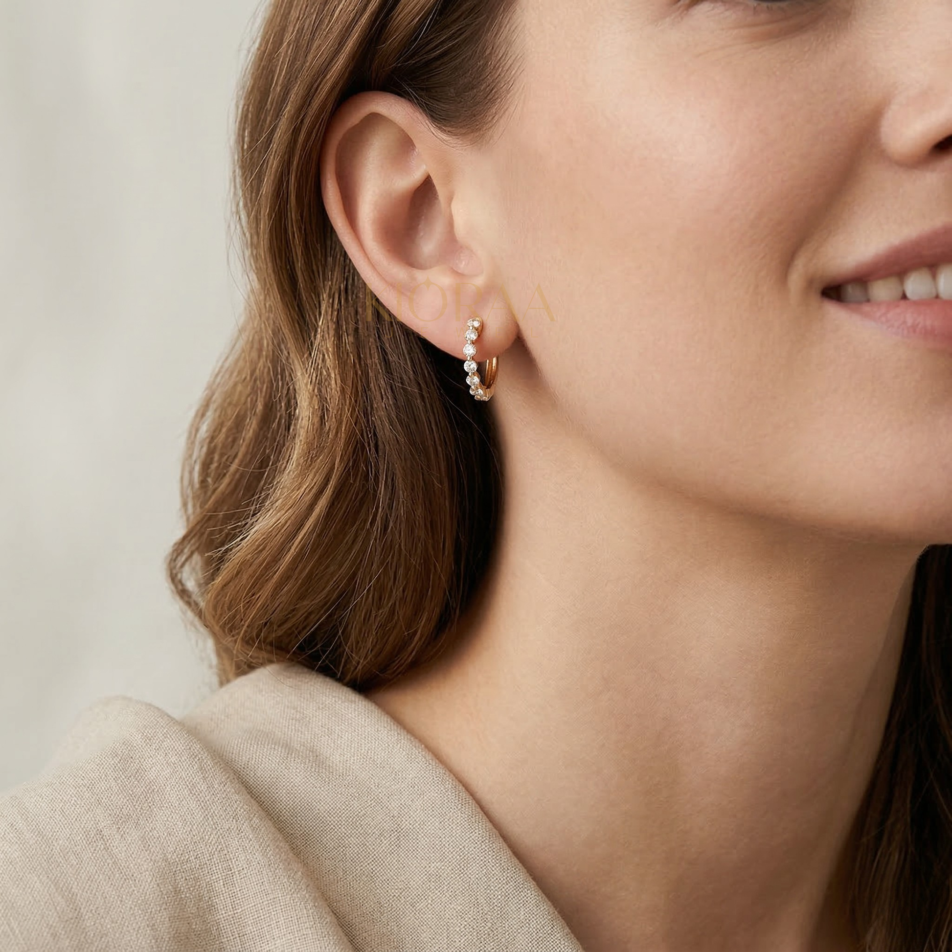 Round Diamond Loop Earrings