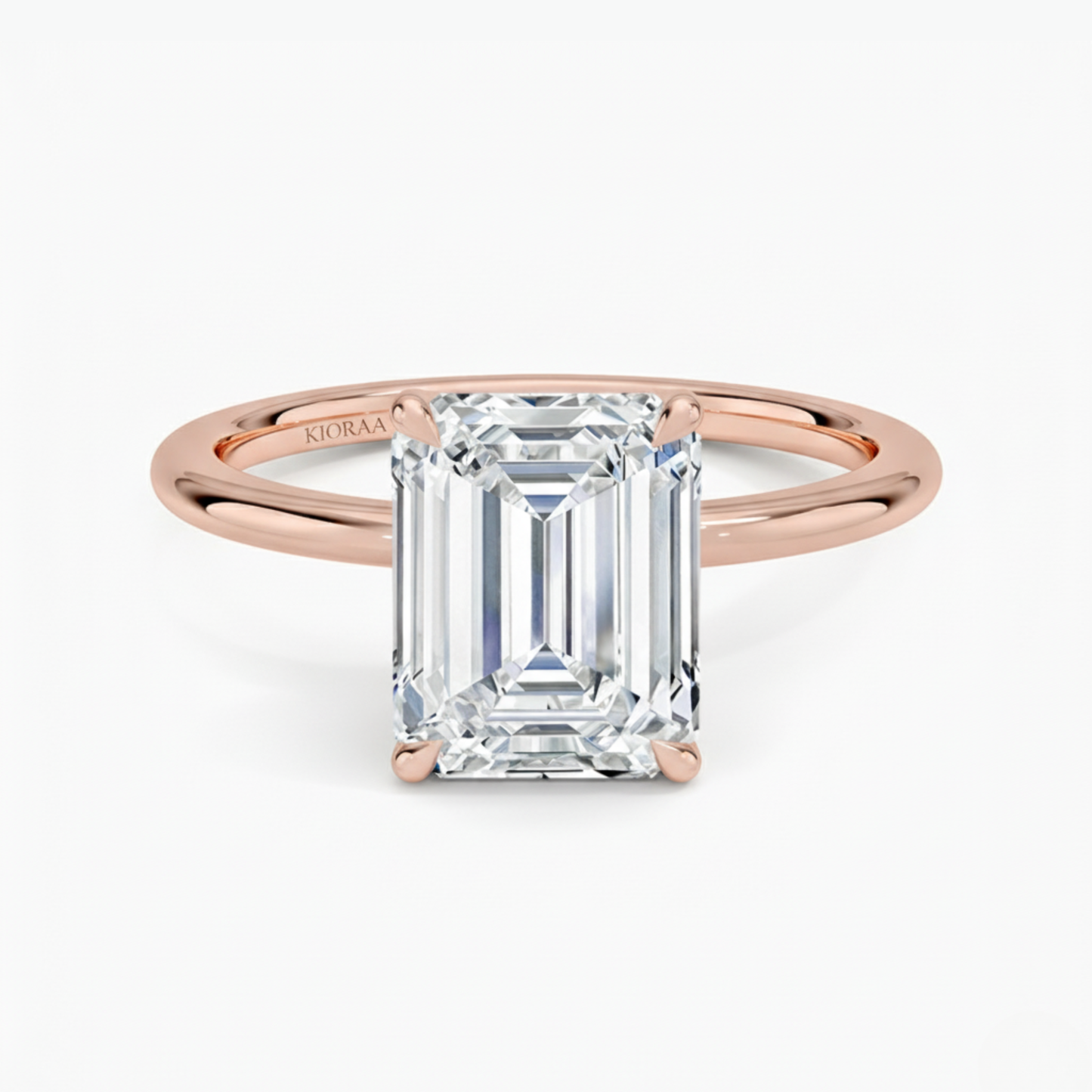 Classic Petal Emerald Solitaire Engagement Ring