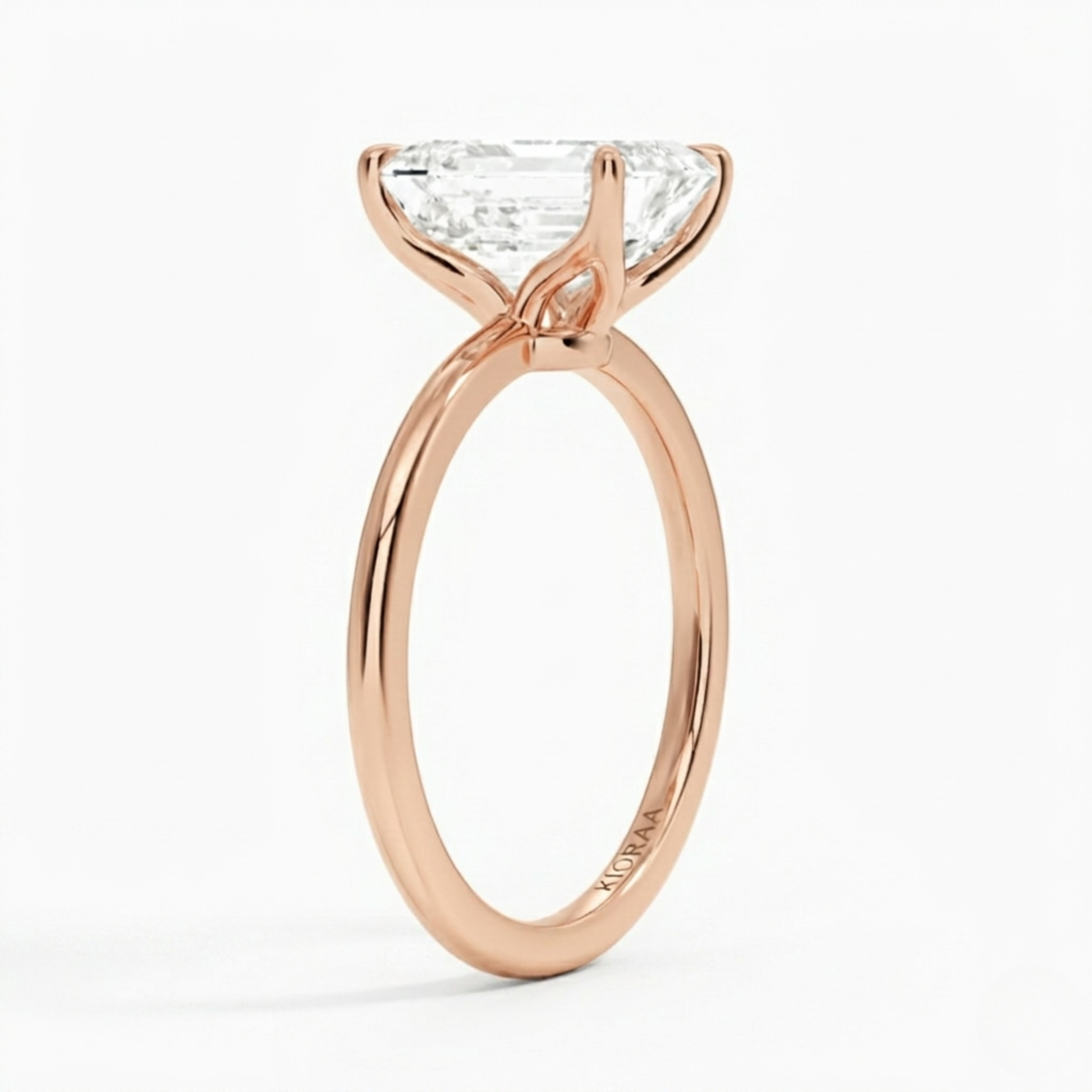 Classic Petal Emerald Solitaire Engagement Ring