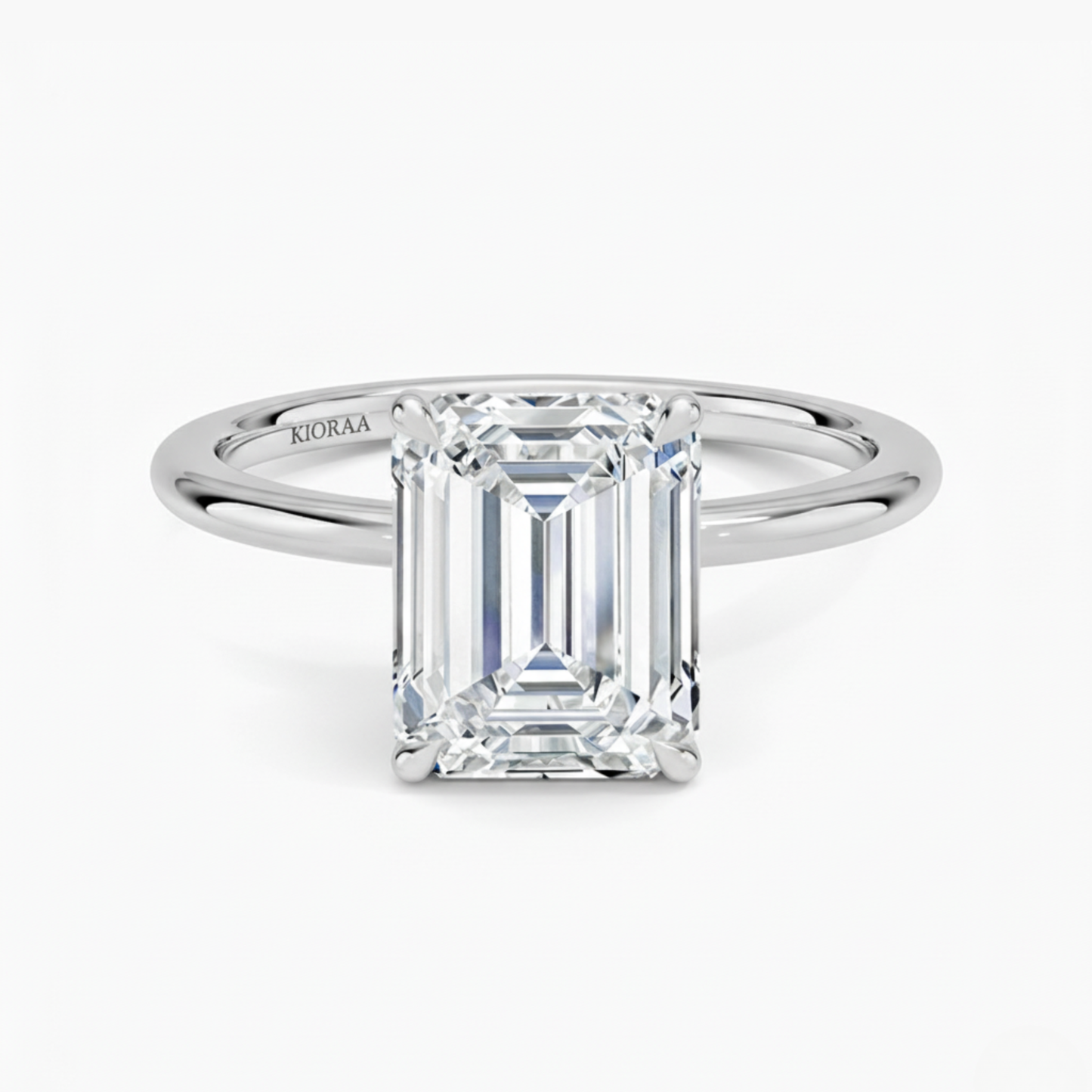 Classic Petal Emerald Solitaire Engagement Ring