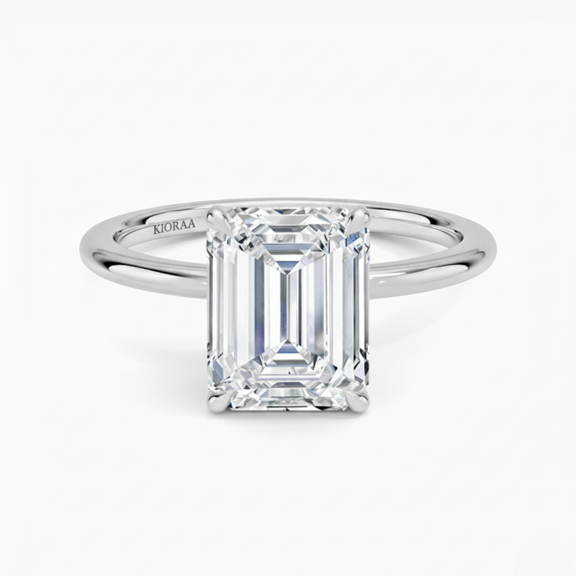 Classic Petal Emerald Solitaire Engagement Ring