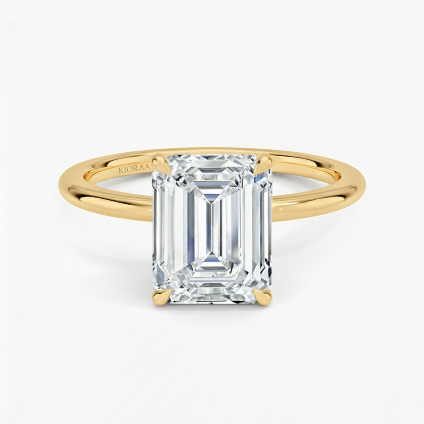 Classic Petal Emerald Solitaire Engagement Ring
