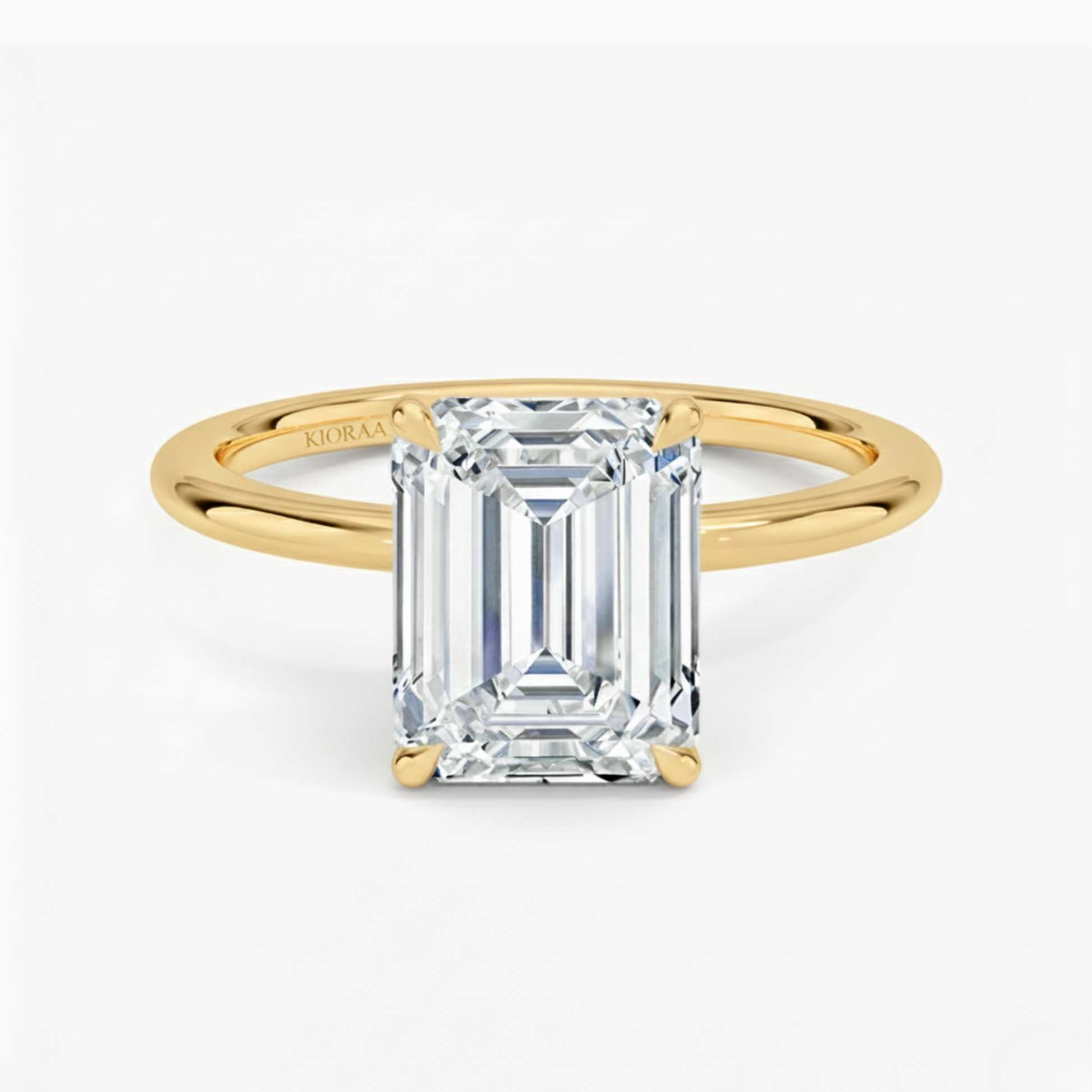 Classic Petal Emerald Solitaire Engagement Ring