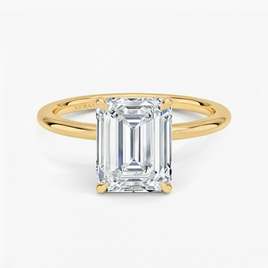 Classic Petal Emerald Solitaire Engagement Ring