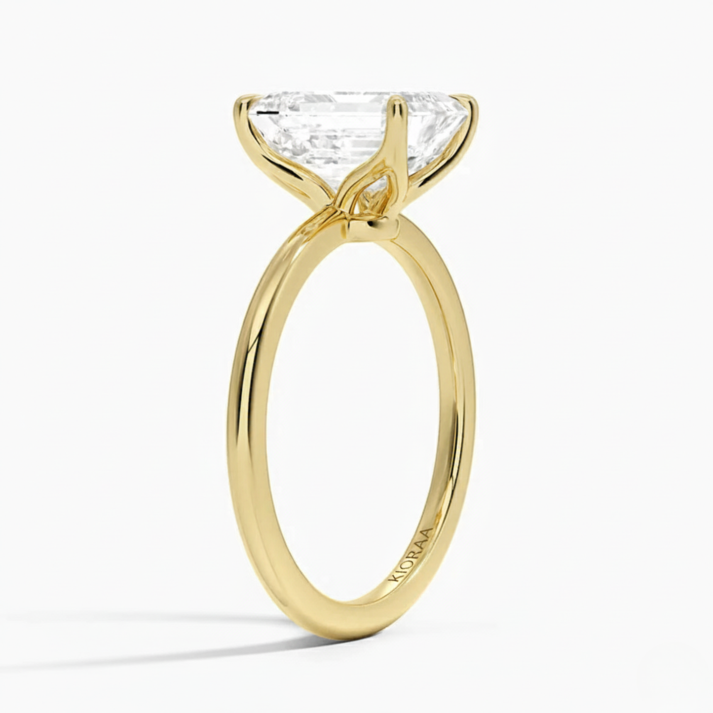 Classic Petal Emerald Solitaire Engagement Ring