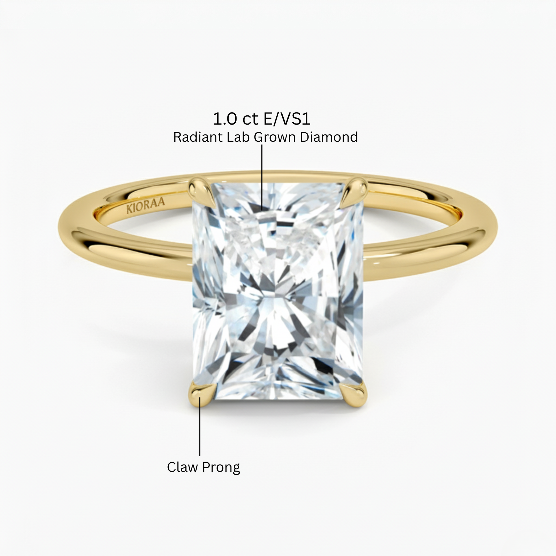 Classic Petal Radiant Solitaire Engagement Ring